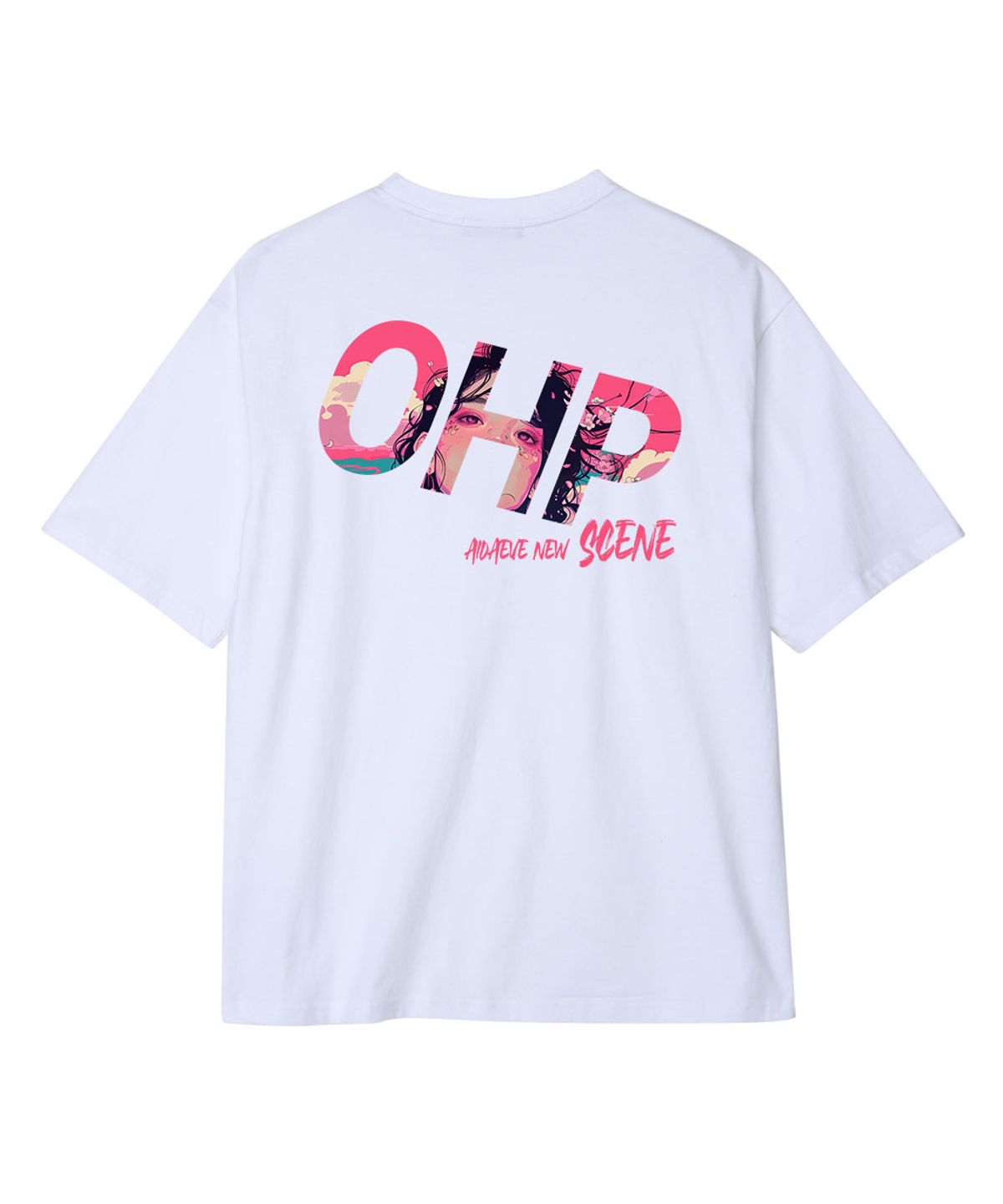 원헌드레드퍼센트(OHP) OHPxAIDAEVE4 b핑크스카이 세미오버 반팔티