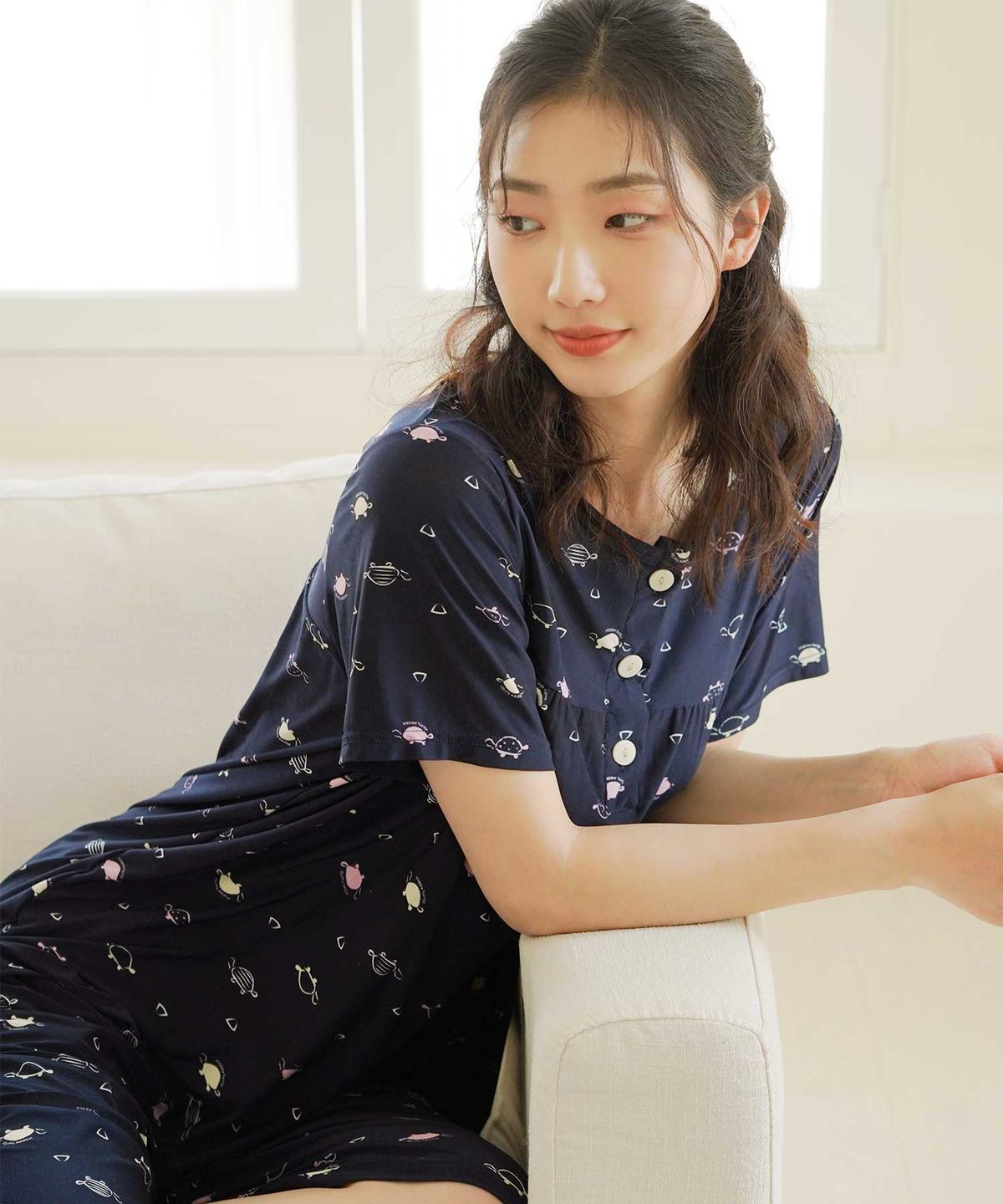 파란(PALAN) 아이스 냉감 상하 커플 잠옷세트
