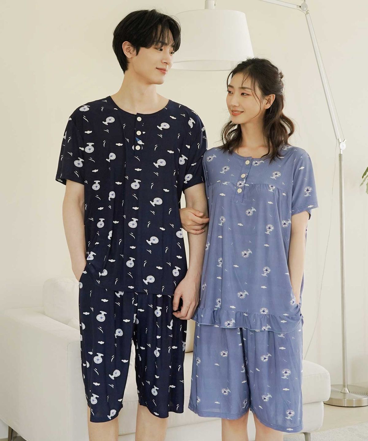 파란(PALAN) 아이스 냉감 상하 커플 잠옷세트