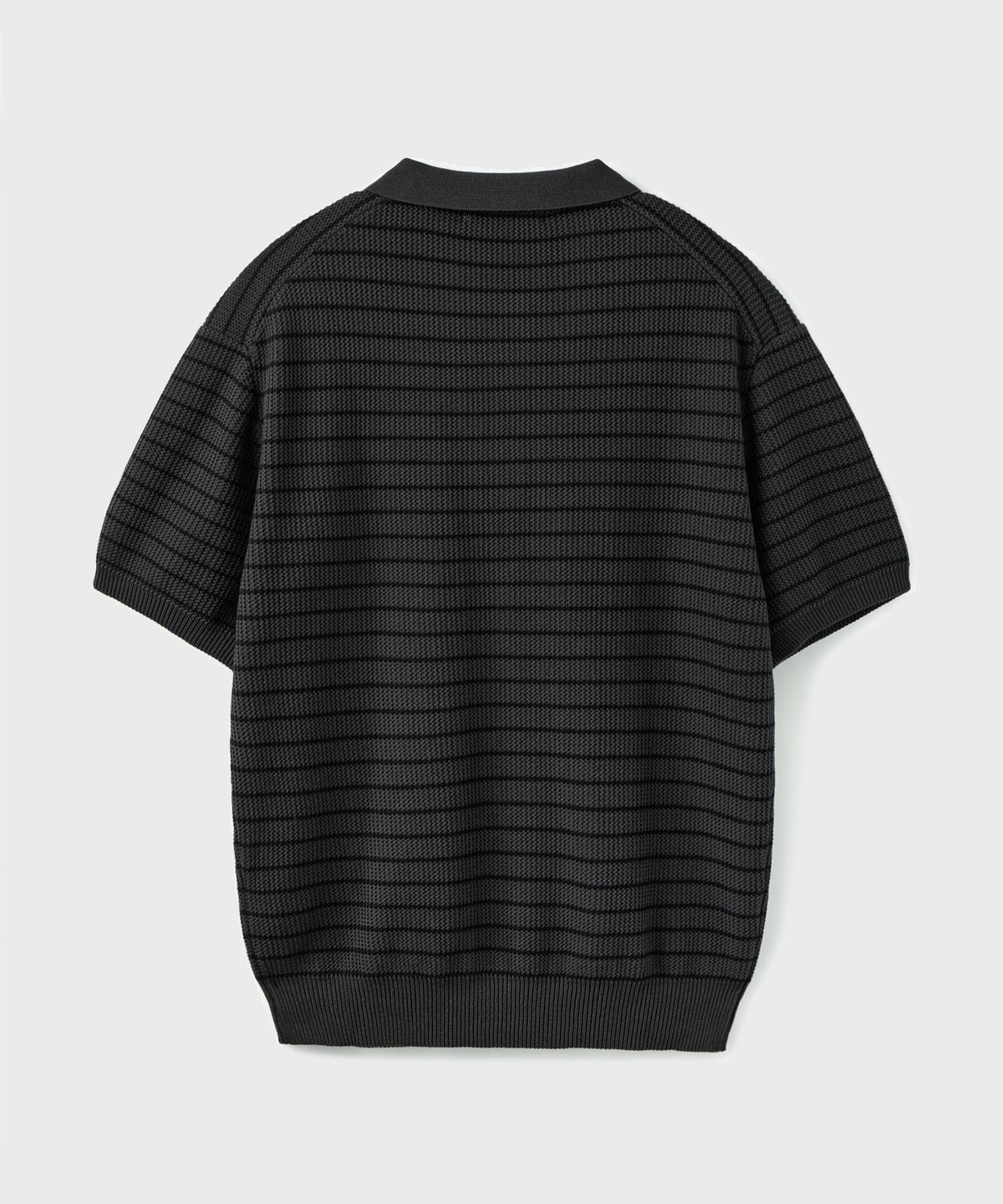 브랜디드(BRANDED) HARD TWIST HOLIDAY POLO KNIT [CHARCOAL STRIPE]
