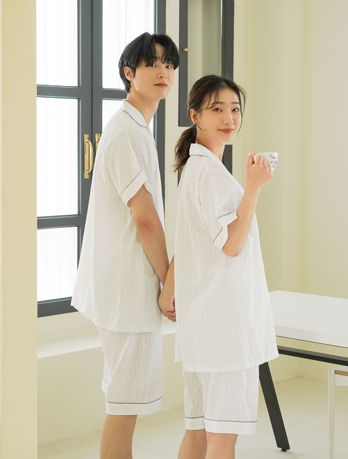 파란(PALAN) 밀크 순면 썸머 커플용 상하의 잠옷세트