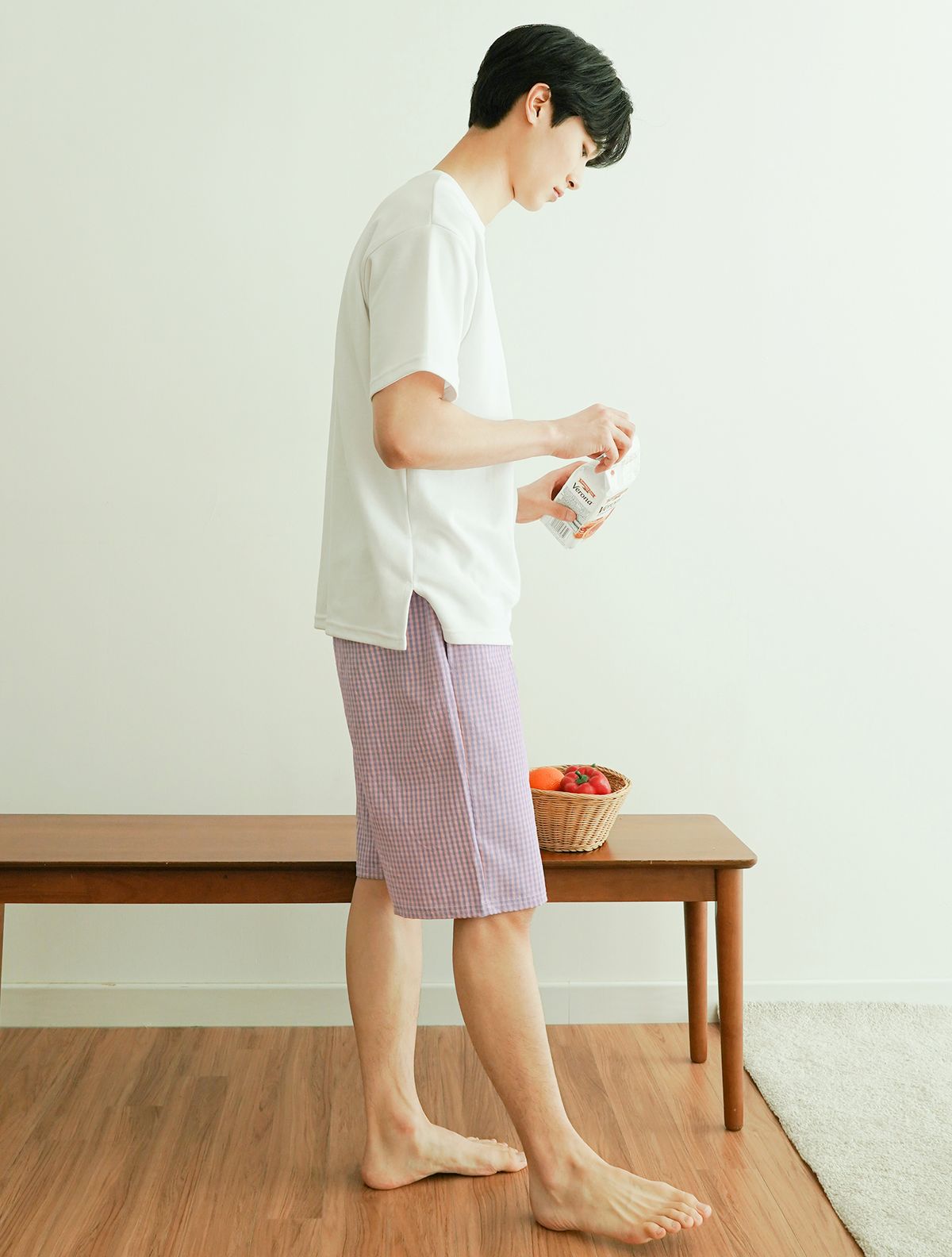파란(PALAN) 썸머 브리즈 잔체크 커플 5부 잠옷 바지