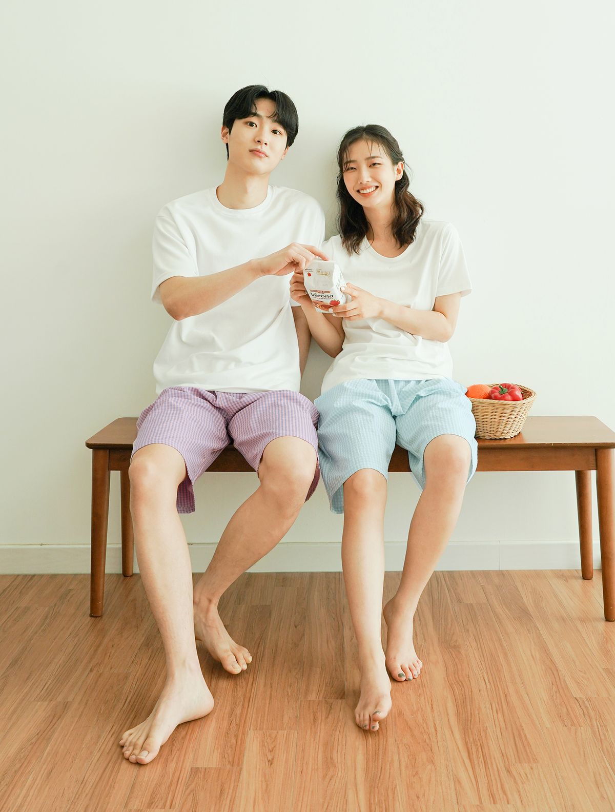 파란(PALAN) 썸머 브리즈 잔체크 커플 5부 잠옷 바지