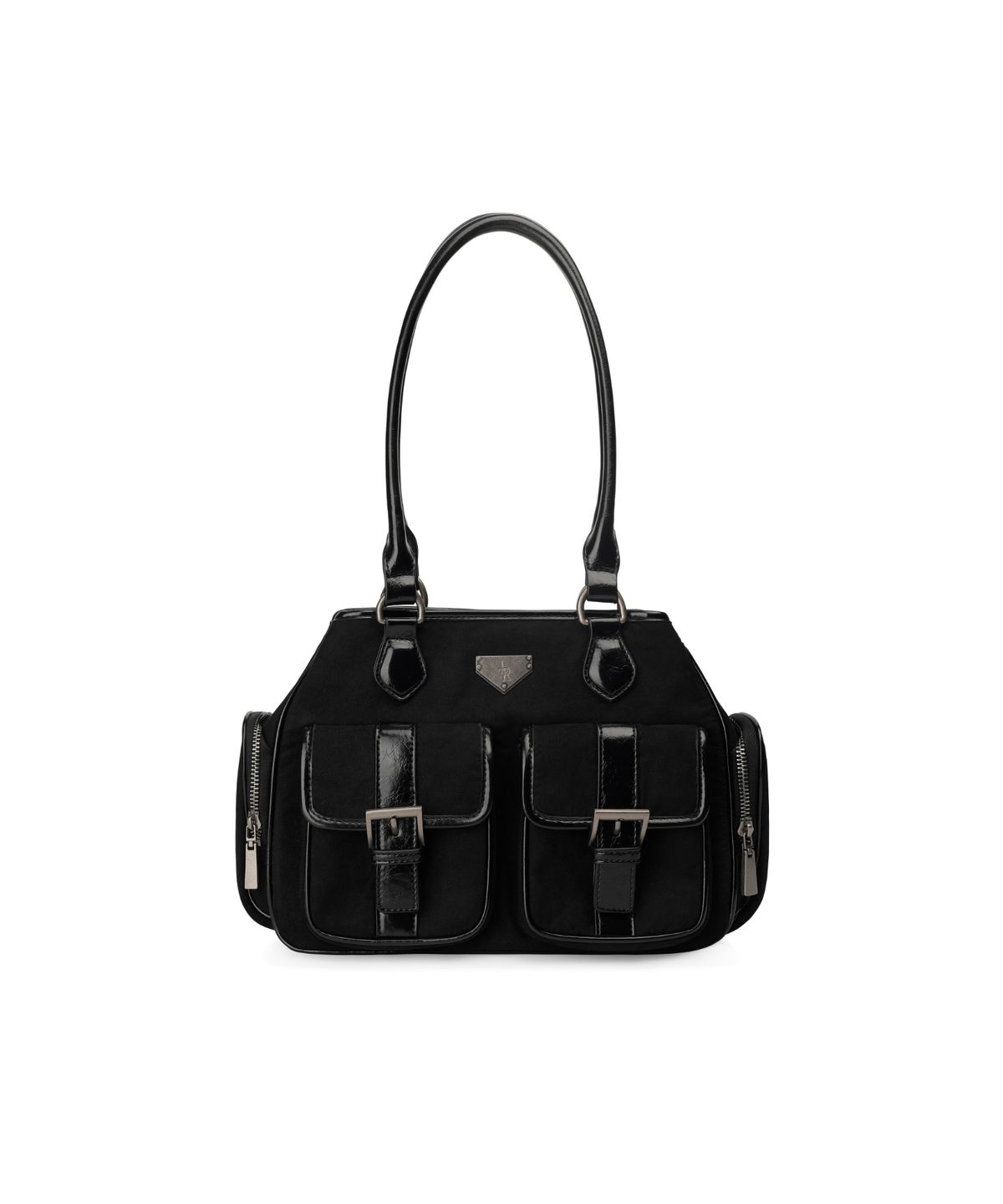 레더리(LEATHERY) 멀티 포켓 스웨이드 숄더백 [BLACK]