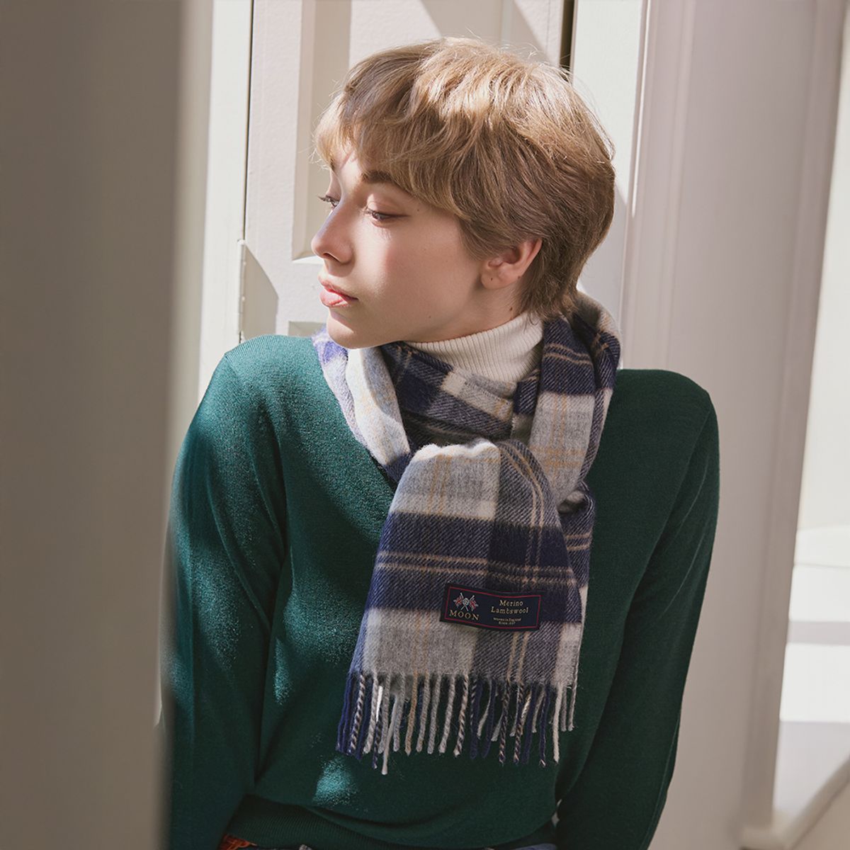아브라함문(ABRAHAM MOON) 메리노울 머플러 25cm - 반녹번 실버