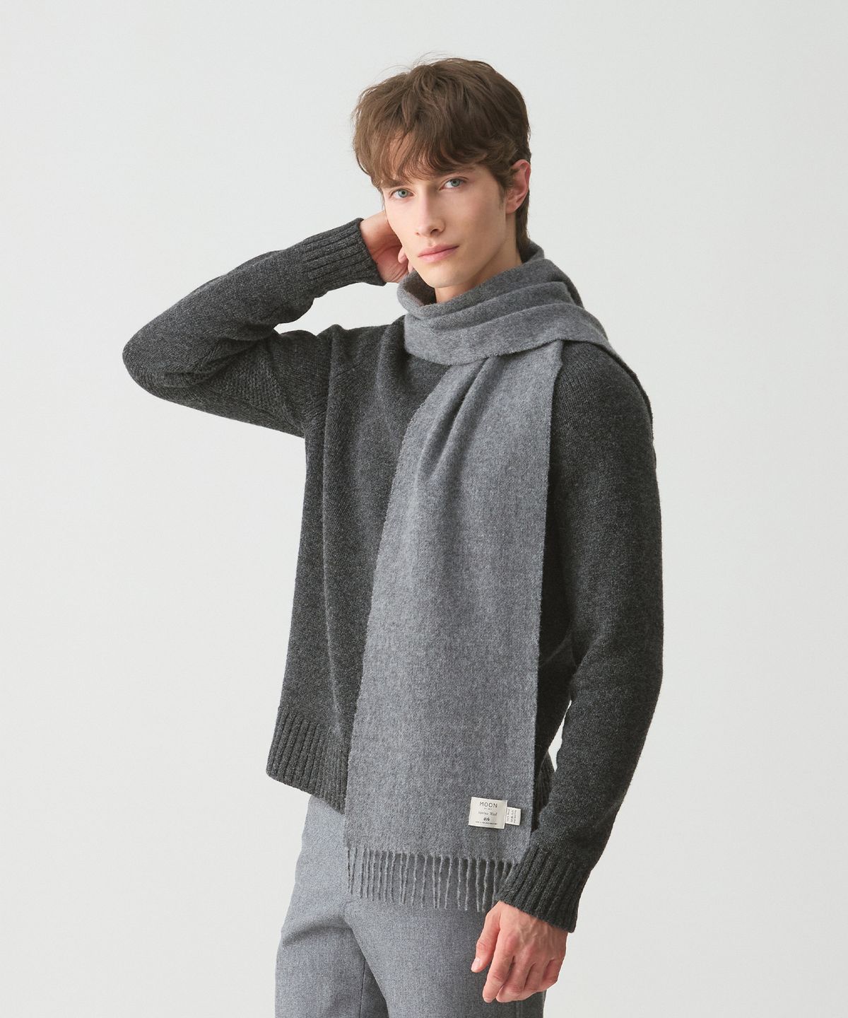 아브라함문(ABRAHAM MOON) 메리노울 머플러 25cm - 그레이
