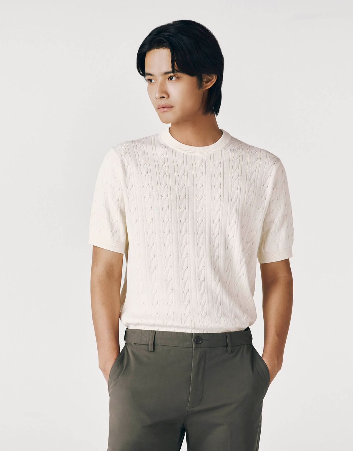 지오다노(GIORDANO) 케이블 크루넥 반팔 니트(12GG) 054912 [3color]