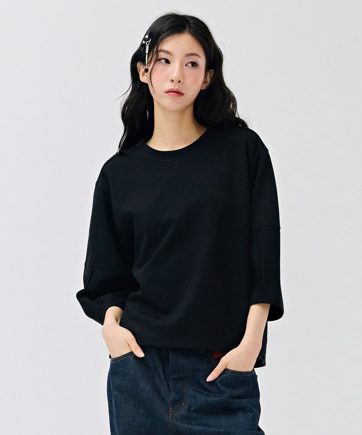체이스컬트(CHASECULT) 여성 볼륨 소매 7부 티셔츠-DERG5162B03