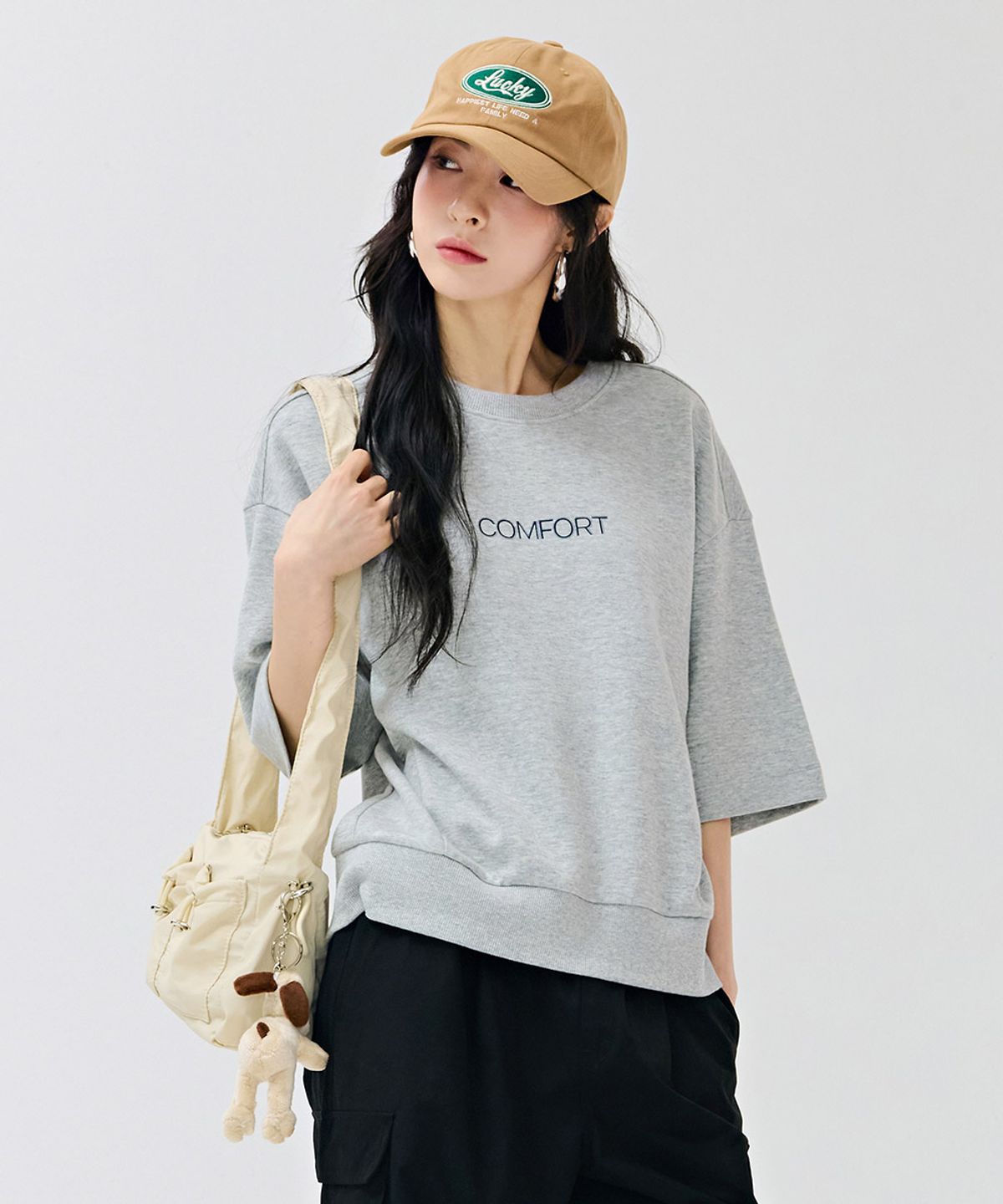 체이스컬트(CHASECULT) 여성 레터링 포인트 5부 티셔츠-DERG5861B0B