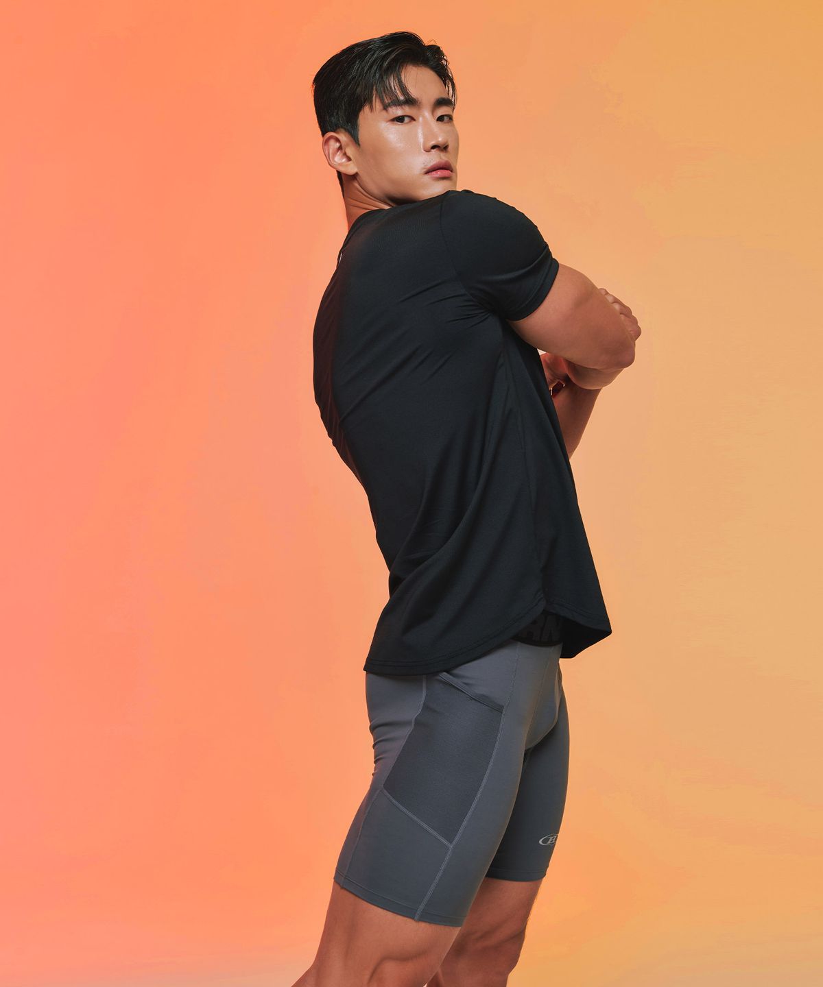 본투윈(BORN TO WIN) OUTBAND ACTIVE SHORT LEGGINGS [GREY]
