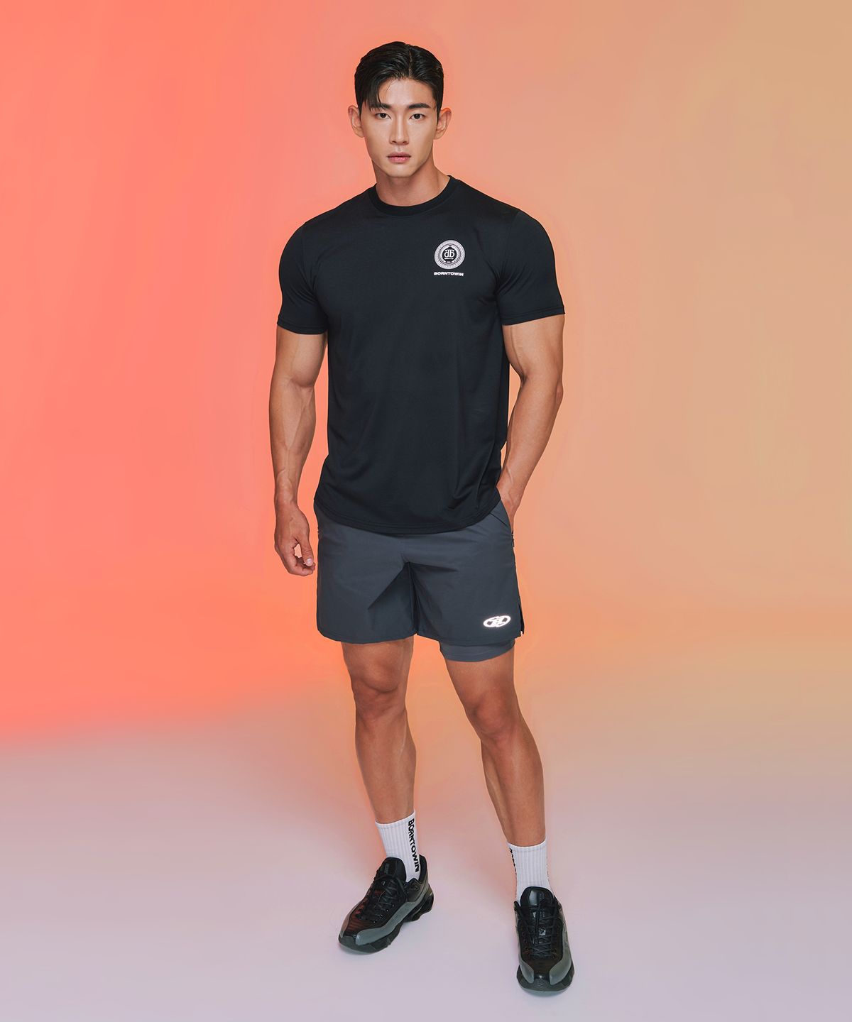 본투윈(BORN TO WIN) OUTBAND BRN ACTIVE SHORTS [CHARCOAL]