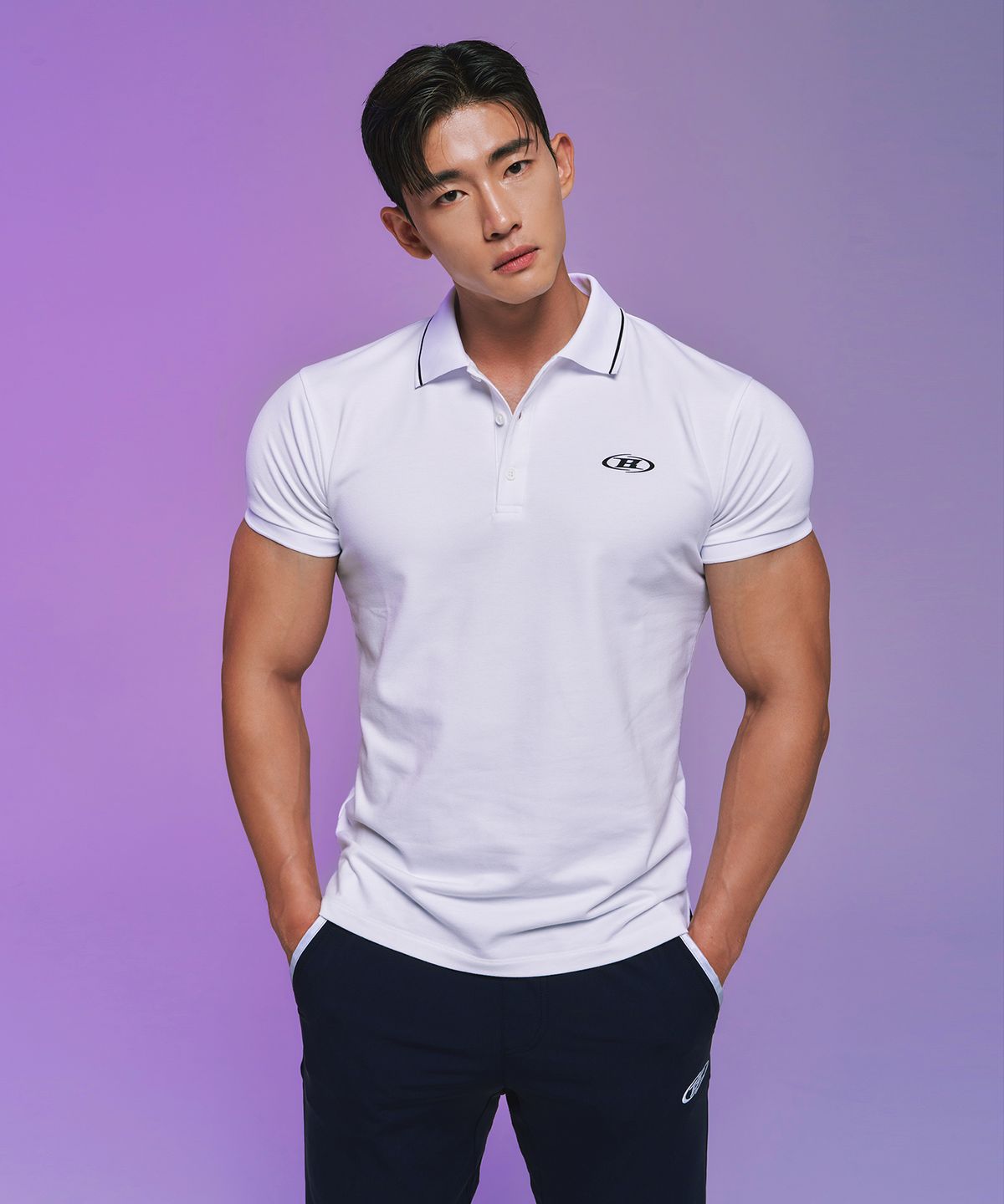 본투윈(BORN TO WIN) MUSCLE FIT COLLAR T-SHIRTS [WHITE]