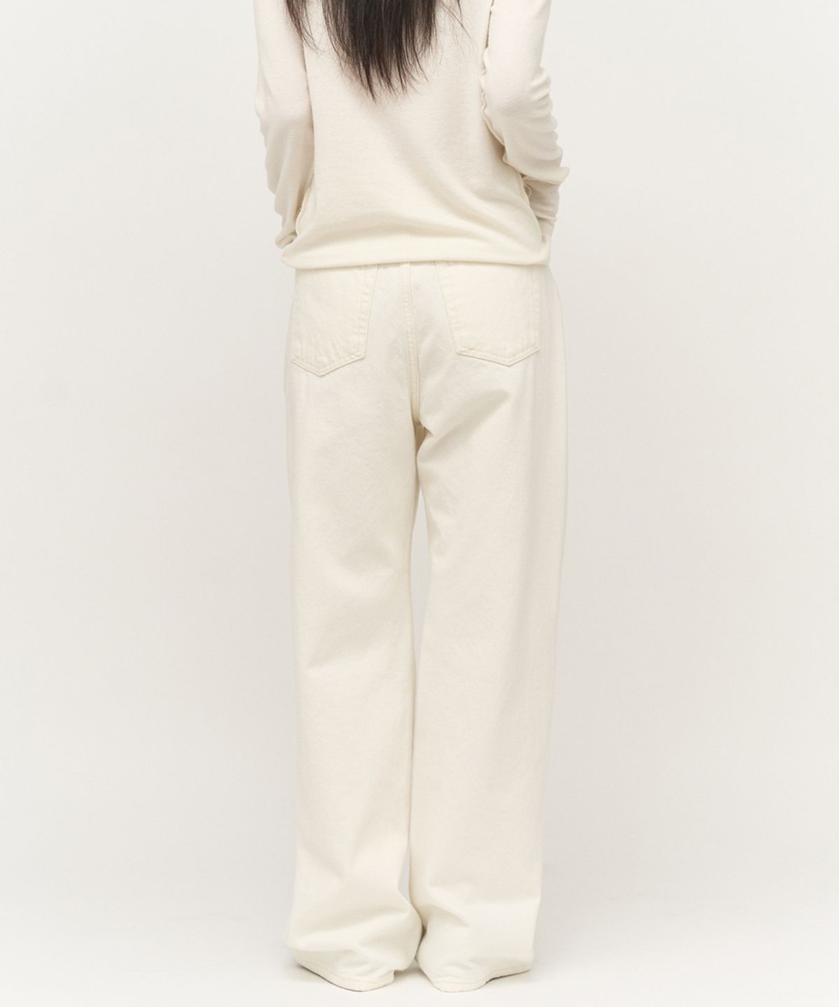 러프사이드 화이트라벨(ROUGH SIDE WHITE LABEL) Straight Denim Pants Tofu White