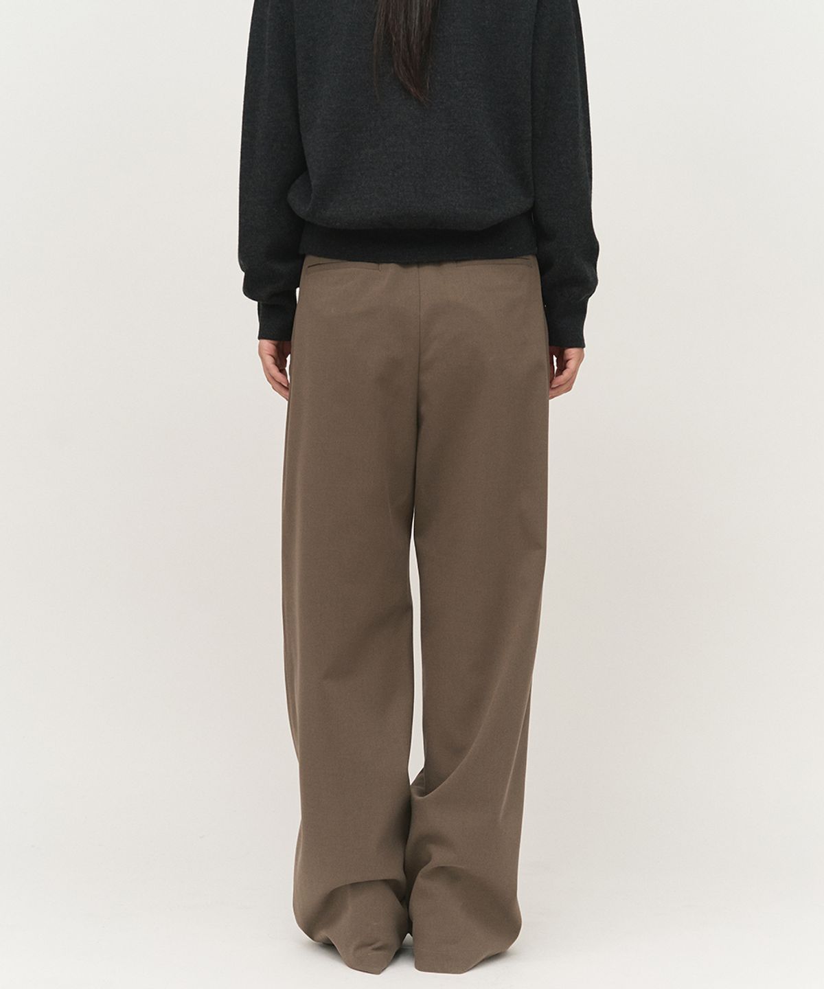 러프사이드 화이트라벨(ROUGH SIDE WHITE LABEL) Classy Wide Pants Soil Brown