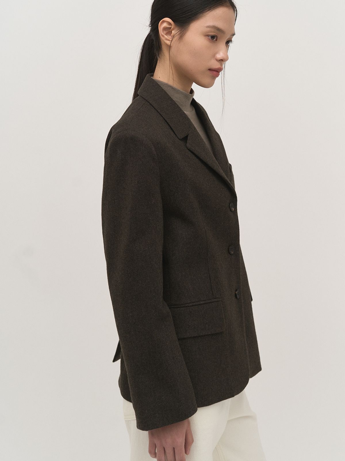 러프사이드 화이트라벨(ROUGH SIDE WHITE LABEL) Wool Classy Jacket M.Brown