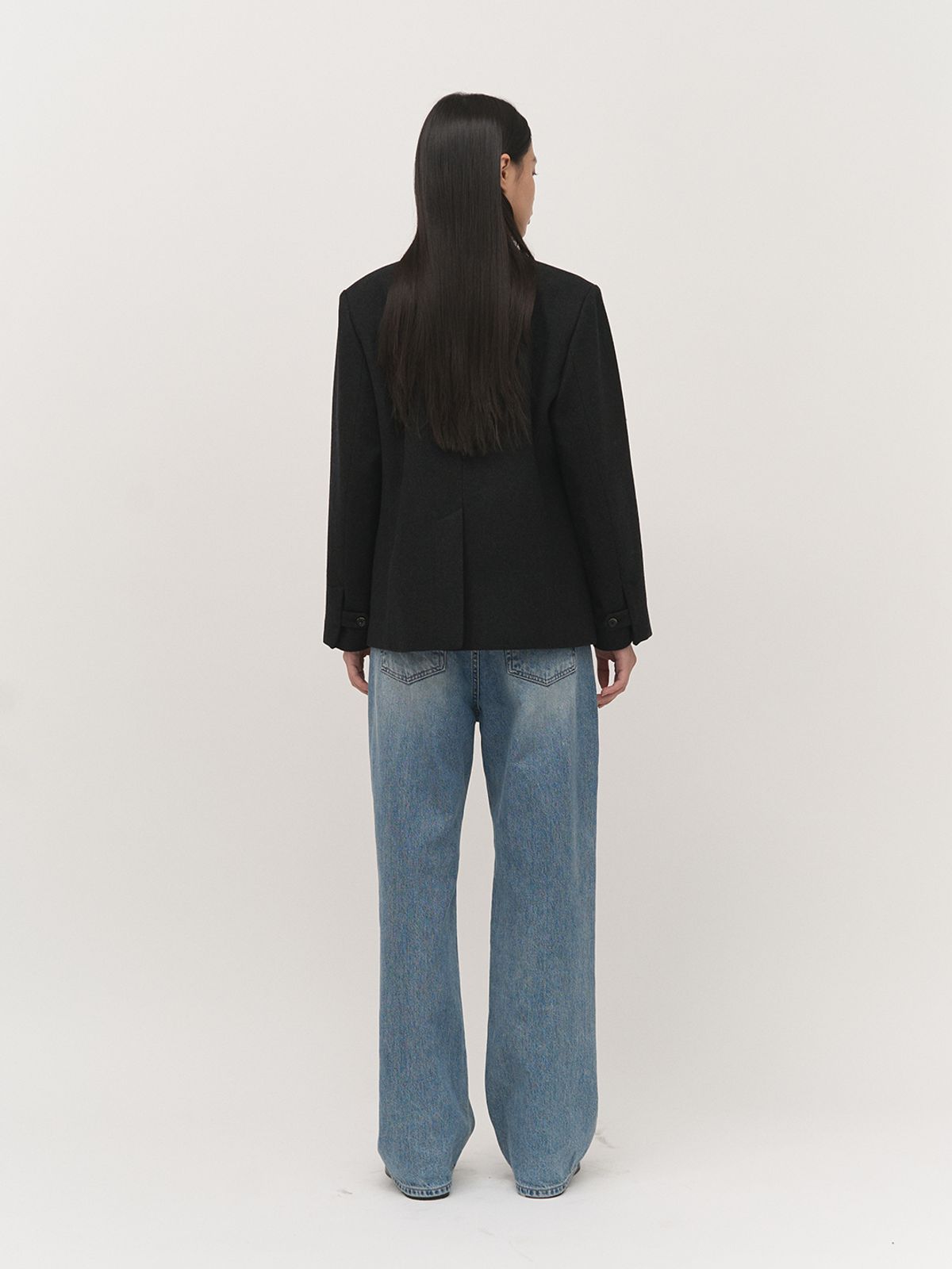 러프사이드 화이트라벨(ROUGH SIDE WHITE LABEL) Wool Classy Jacket Ash Black