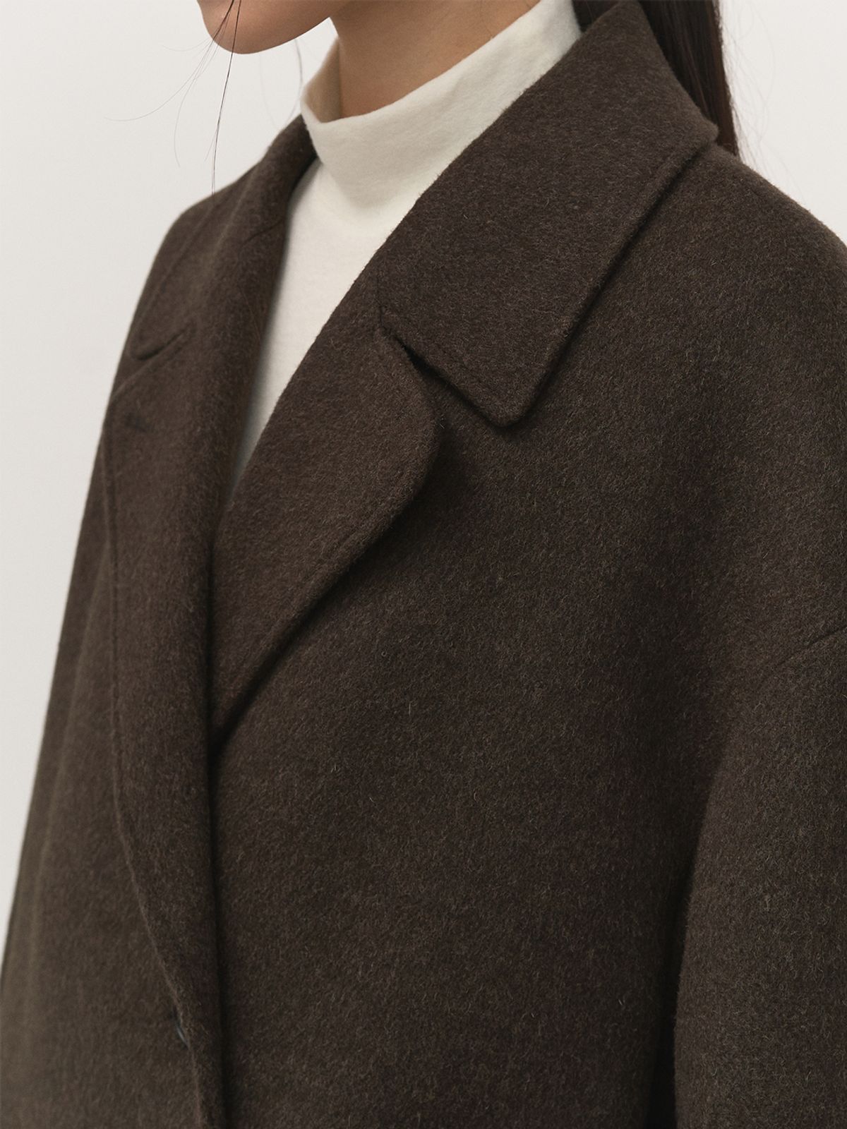 러프사이드 화이트라벨(ROUGH SIDE WHITE LABEL) Side Belted Coat Brown