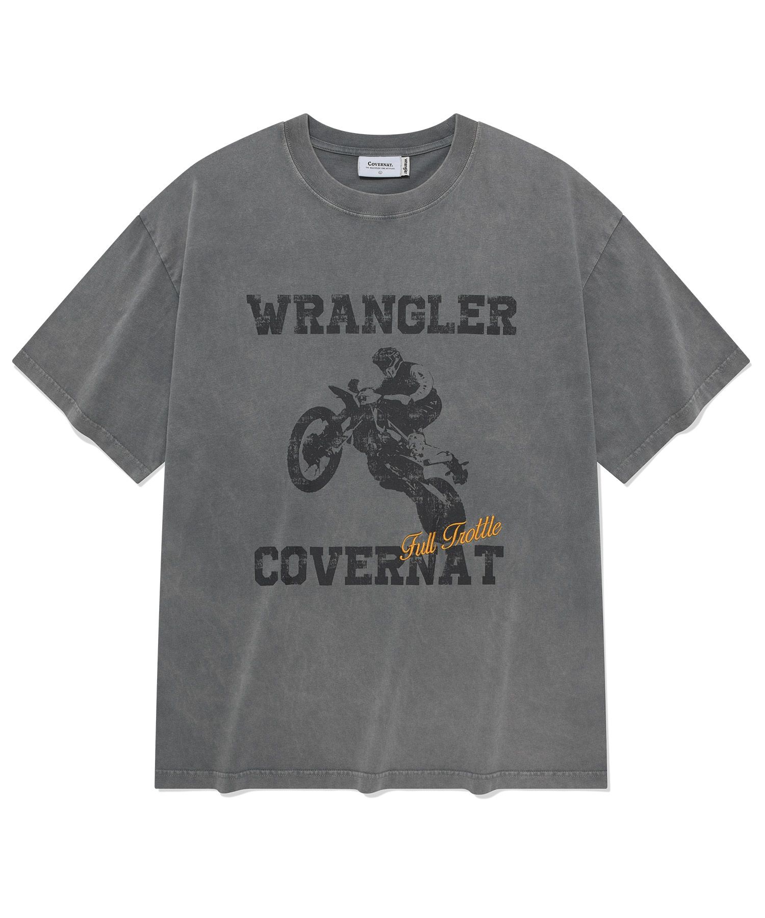Tシャツ・カットソー COVERNAT CoverNatXWrangler Motorcycle Pigment T-Shirt Grey MUSINSA | COVERNAT [CovernotXWrangler] Motorcycle Pigment T