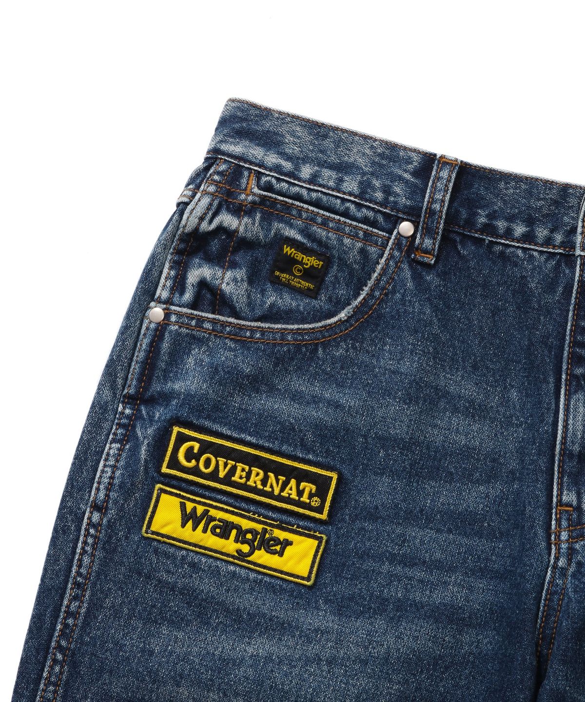 커버낫(COVERNAT) [커버낫X랭글러] 와펜 패치 데님 팬츠 라이트 블루
