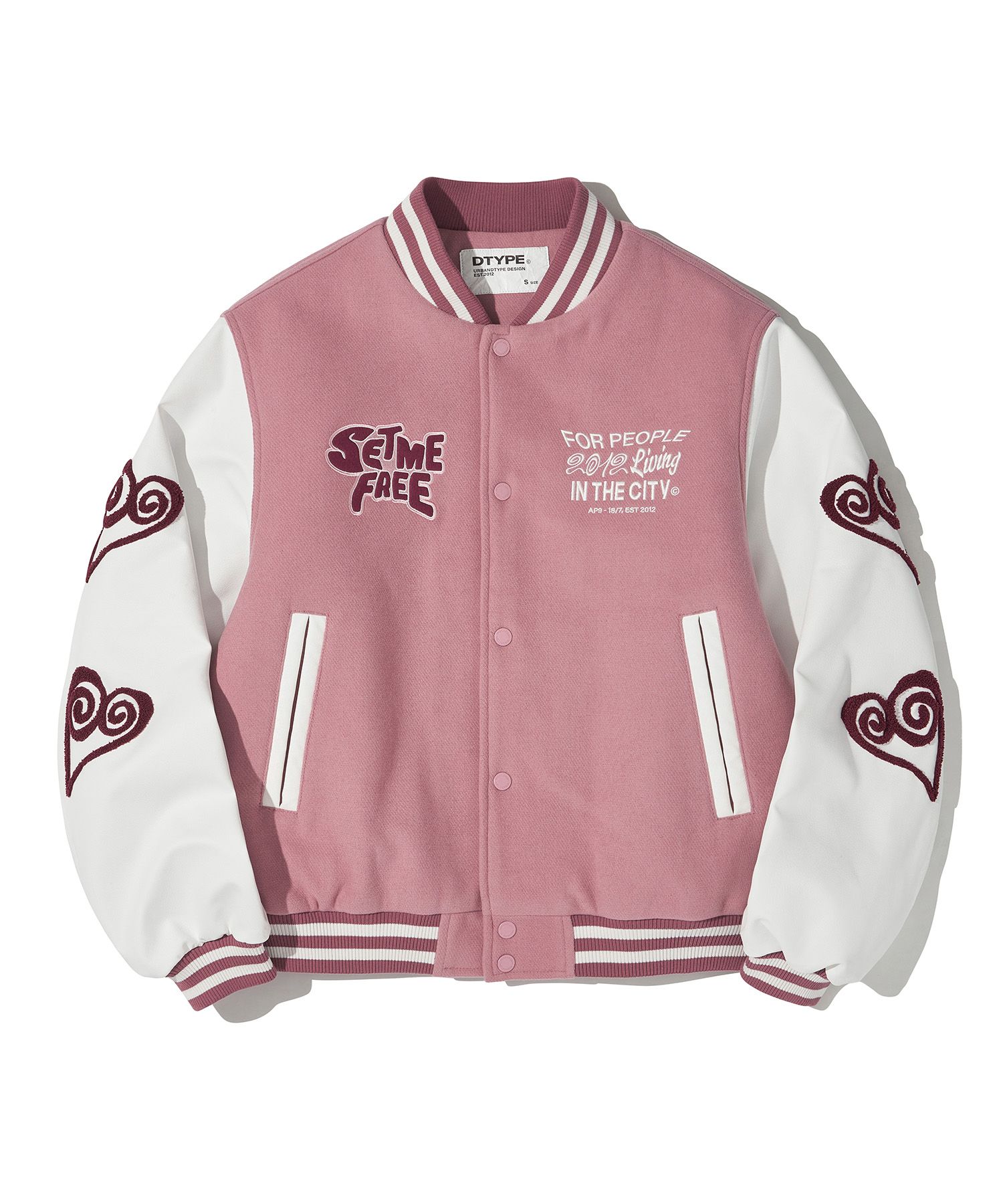 ★ Urbandtype.★ boy Wool Varsity Jacket Pink UBDFJK001 MUSINSA | URBANDTYPE UB Color Block Leather Wool Varsity