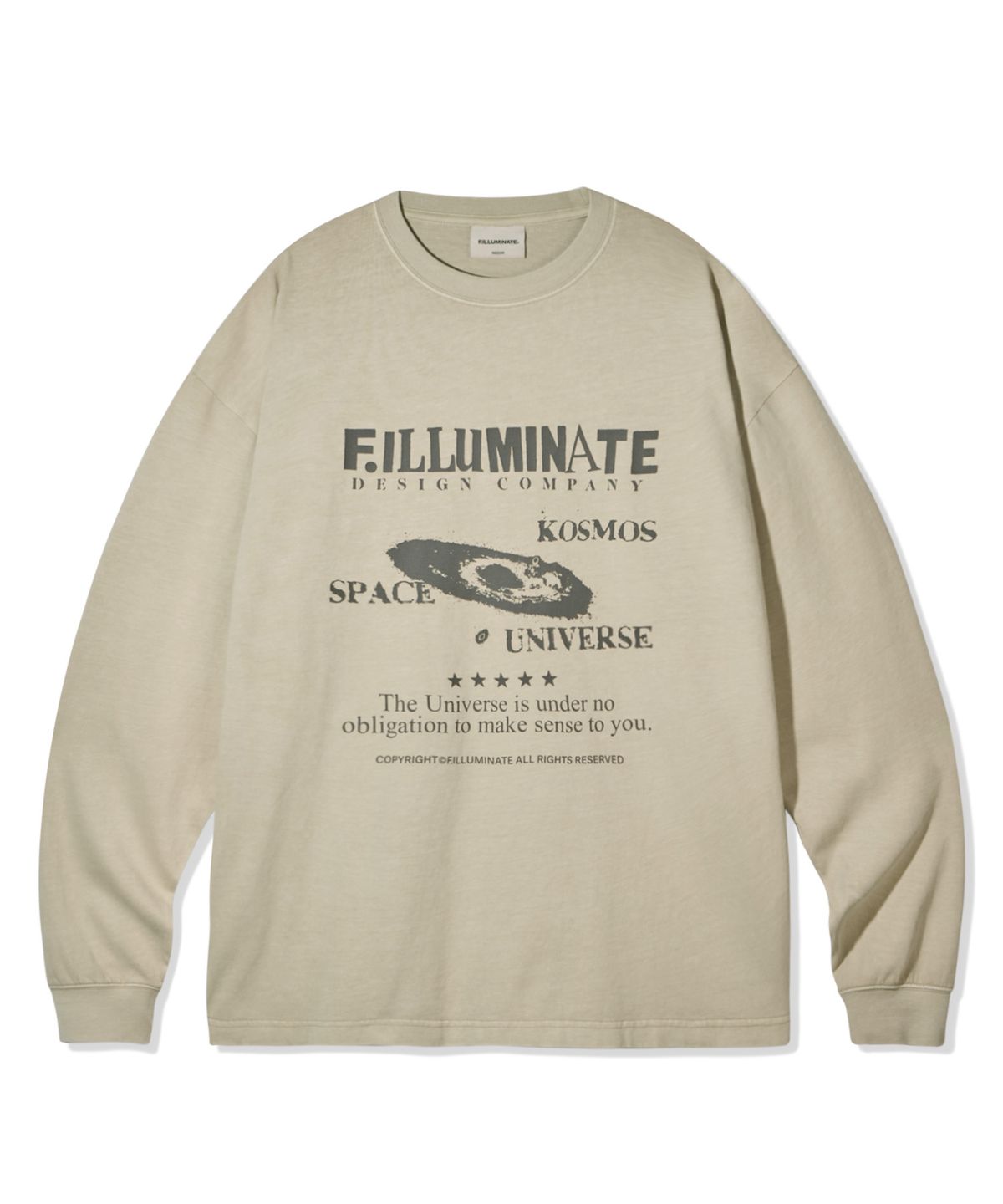 필루미네이트(FILLUMINATE) 스페이스 그래픽 피그먼트 롱 슬리브-3Color