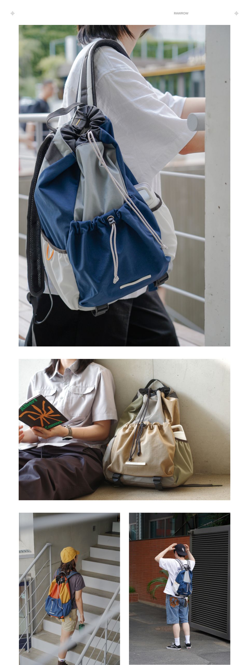 MUSINSA公式 | RAWROW String Color Block Backpack 758 ep.2 [3color]