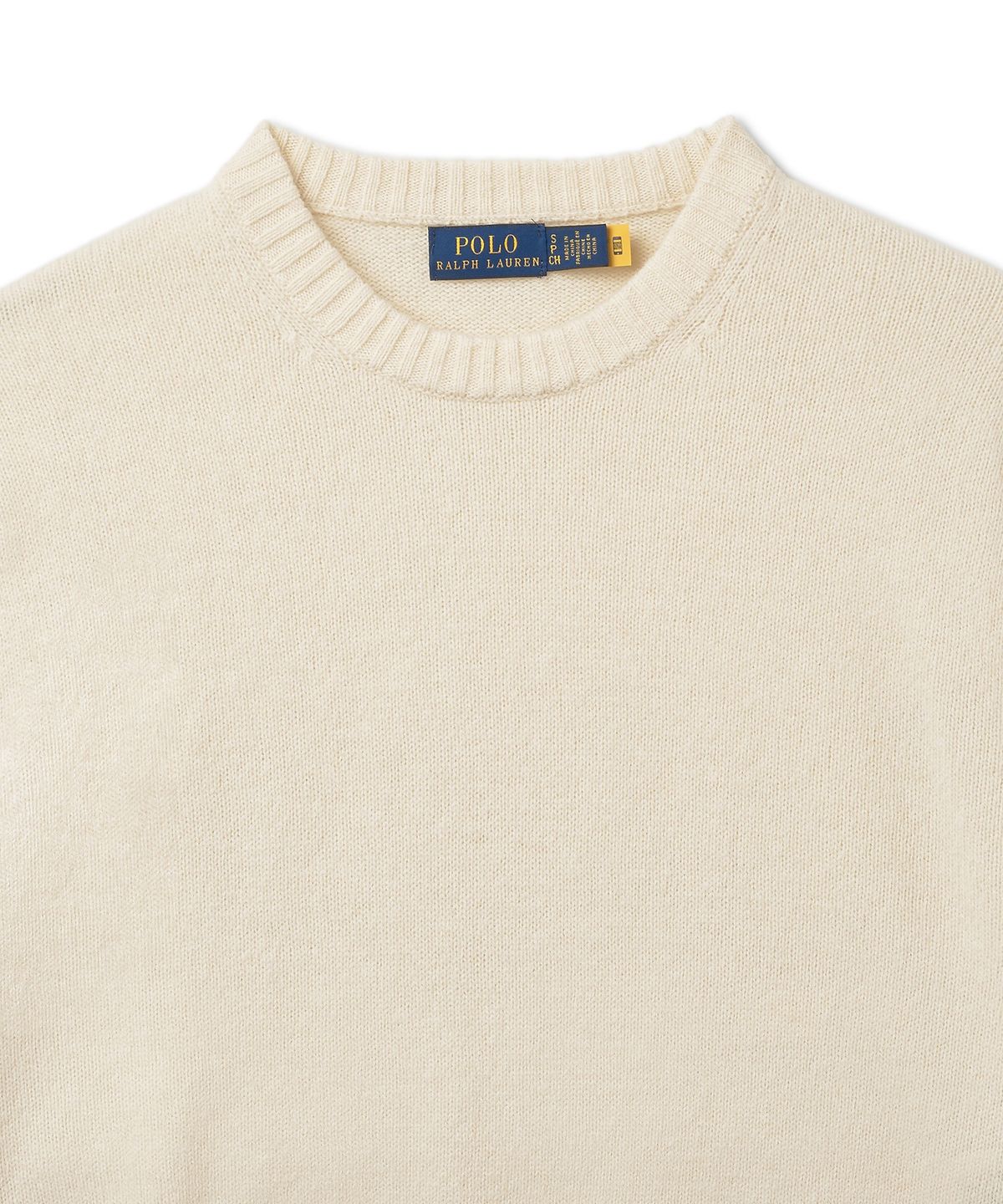 폴로 랄프 로렌(POLO RALPH LAUREN) W 울 블렌드 크롭 크루넥 스웨터-어센틱 크림