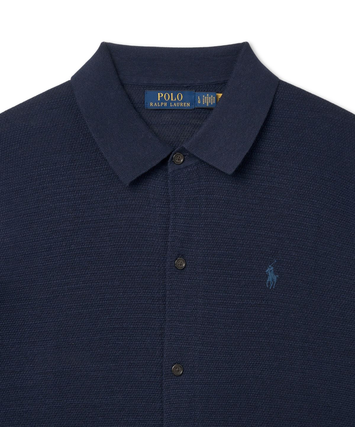 폴로 랄프 로렌(POLO RALPH LAUREN) 텍스처 코튼 리넨 셔츠 스웨터-브라이트 네이비