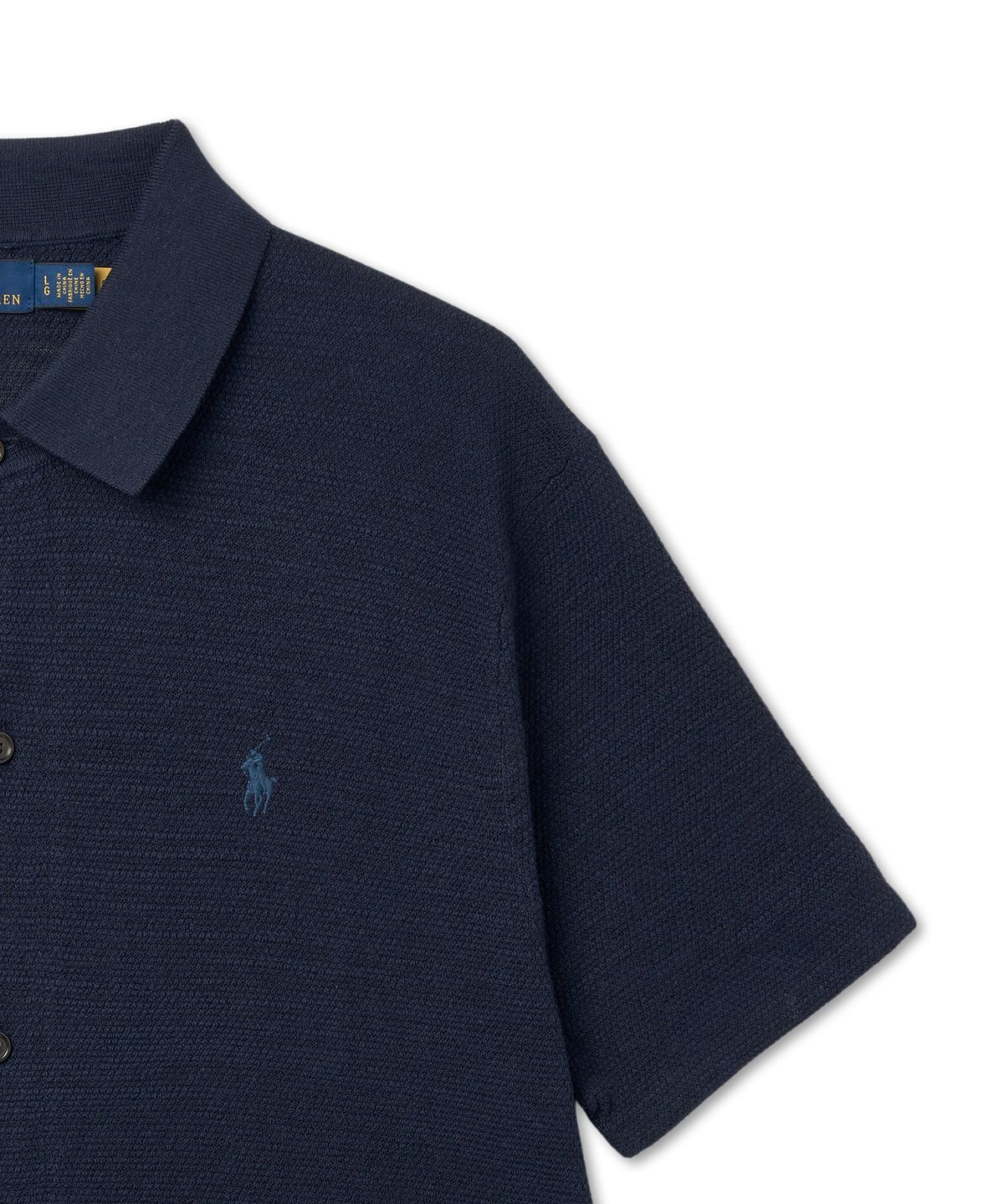 폴로 랄프 로렌(POLO RALPH LAUREN) 텍스처 코튼 리넨 셔츠 스웨터-브라이트 네이비