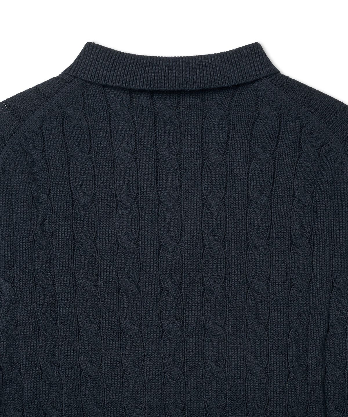 폴로 랄프 로렌(POLO RALPH LAUREN) 케이블 니트 코튼 폴로 칼라 스웨터-헌터 네이비