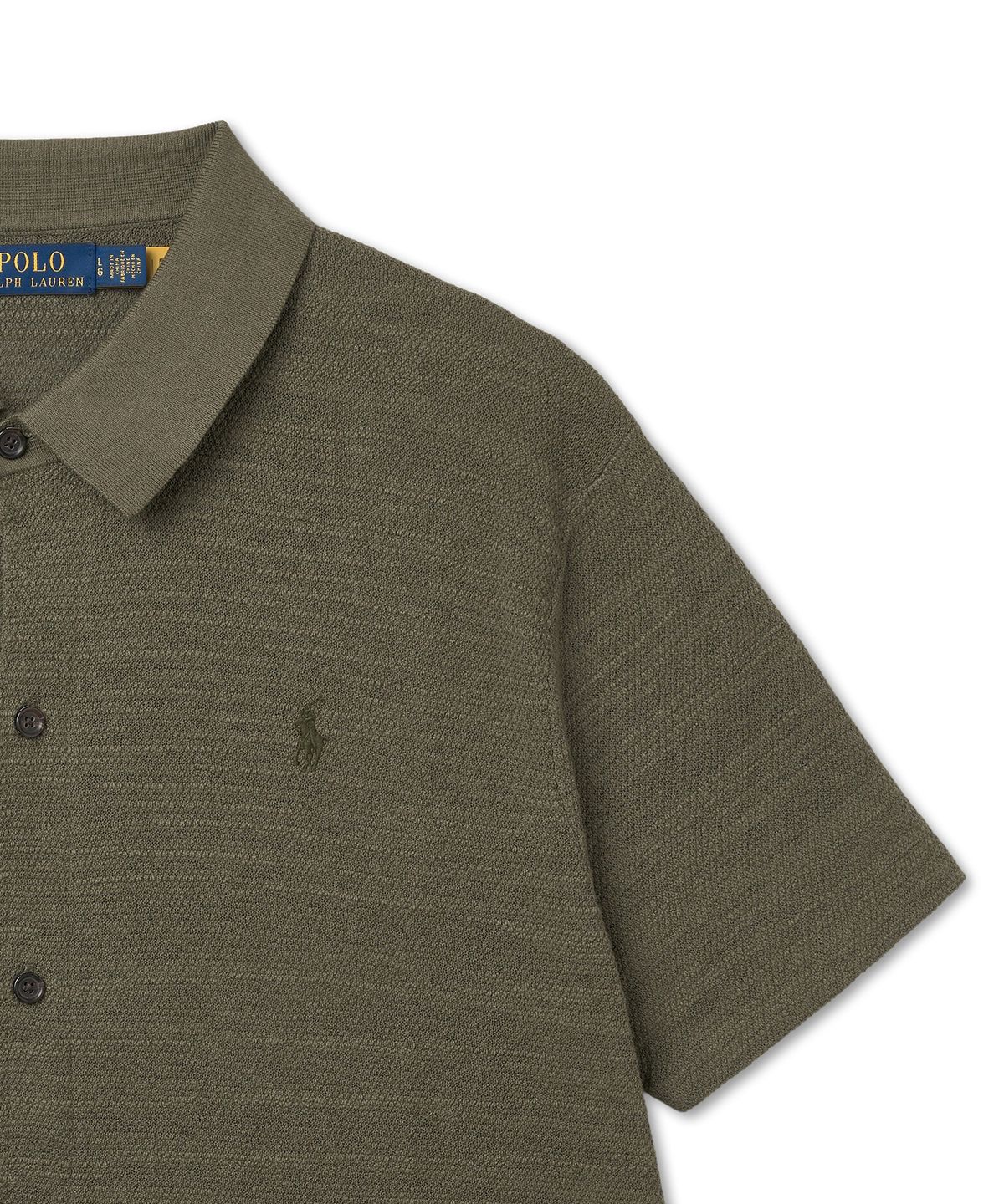 폴로 랄프 로렌(POLO RALPH LAUREN) 텍스처 코튼 리넨 셔츠 스웨터-그린
