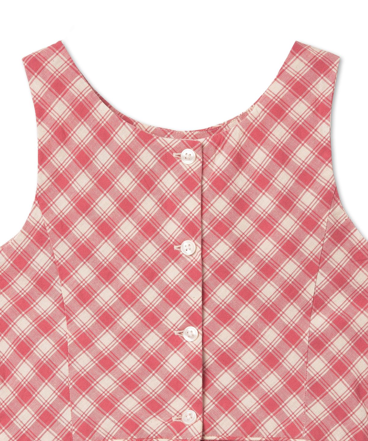 폴로 랄프 로렌 칠드런(POLO RALPH LAUREN CHILDREN) 여아 베이비 깅엄 코튼 마드라스 드레스-핑크 크림