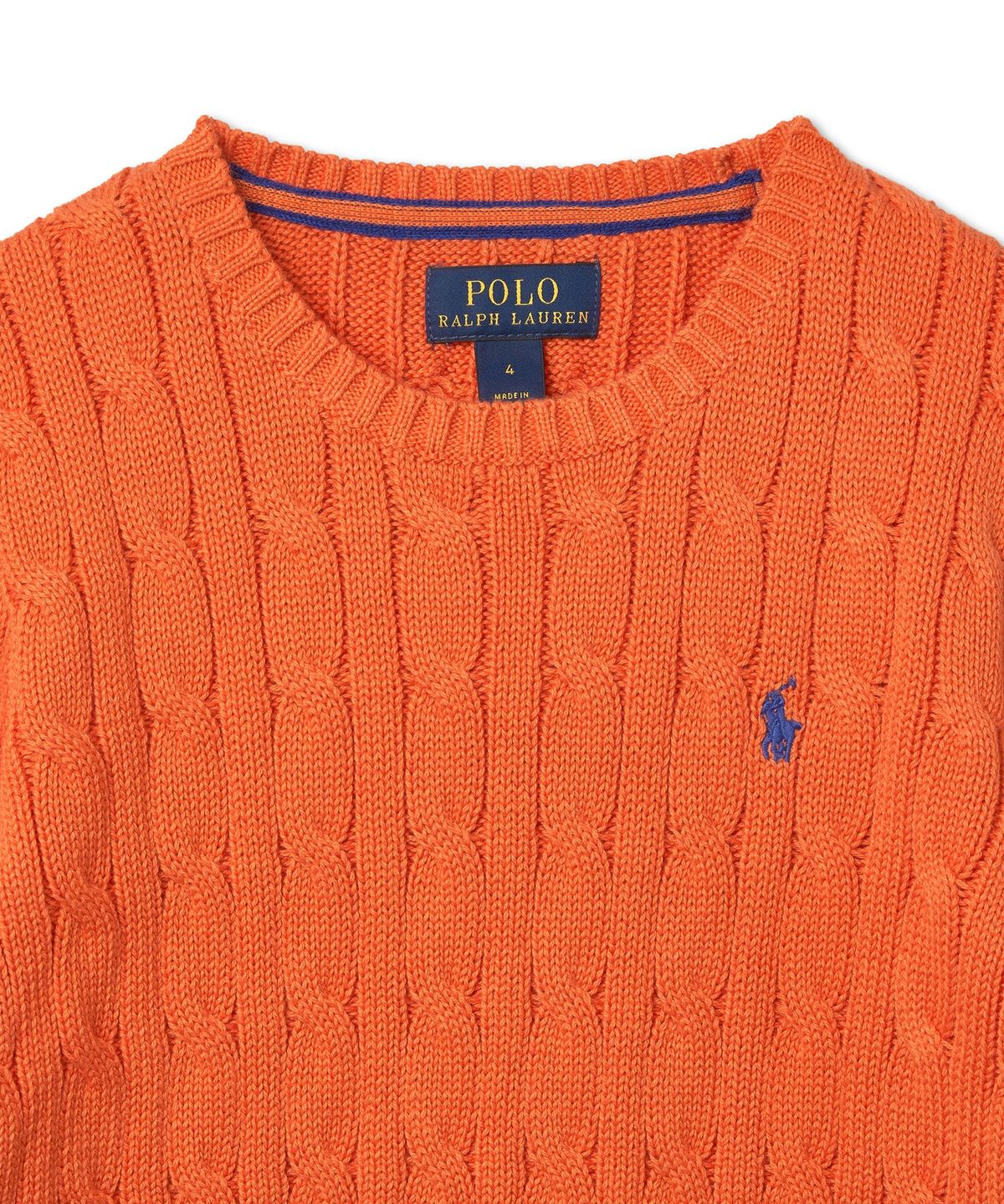 폴로 랄프 로렌 칠드런(POLO RALPH LAUREN CHILDREN) 남아 2-7세 케이블 니트 코튼 스웨터-플란넬 오렌지