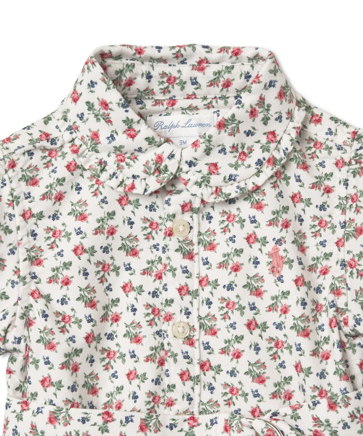 폴로 랄프 로렌 칠드런(POLO RALPH LAUREN CHILDREN) 여아 베이비 벨트 플로럴 코튼 옥스포드 셔츠드레스-플로럴