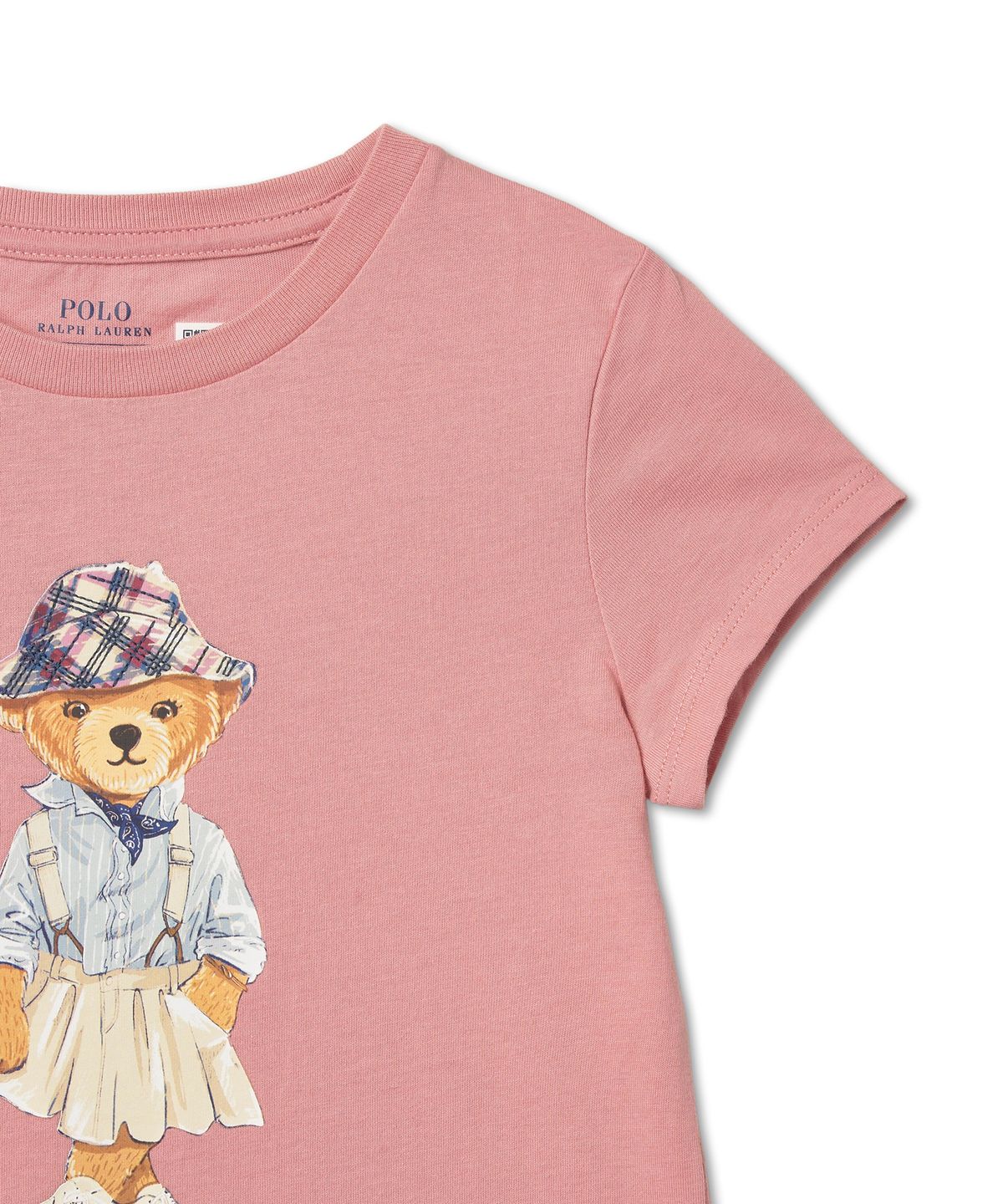 폴로 랄프 로렌 칠드런(POLO RALPH LAUREN CHILDREN) 여아 베이비 폴로 베어 코튼 저지 티-티클드 핑크