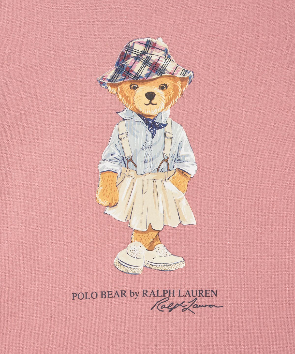 폴로 랄프 로렌 칠드런(POLO RALPH LAUREN CHILDREN) 여아 베이비 폴로 베어 코튼 저지 티-티클드 핑크