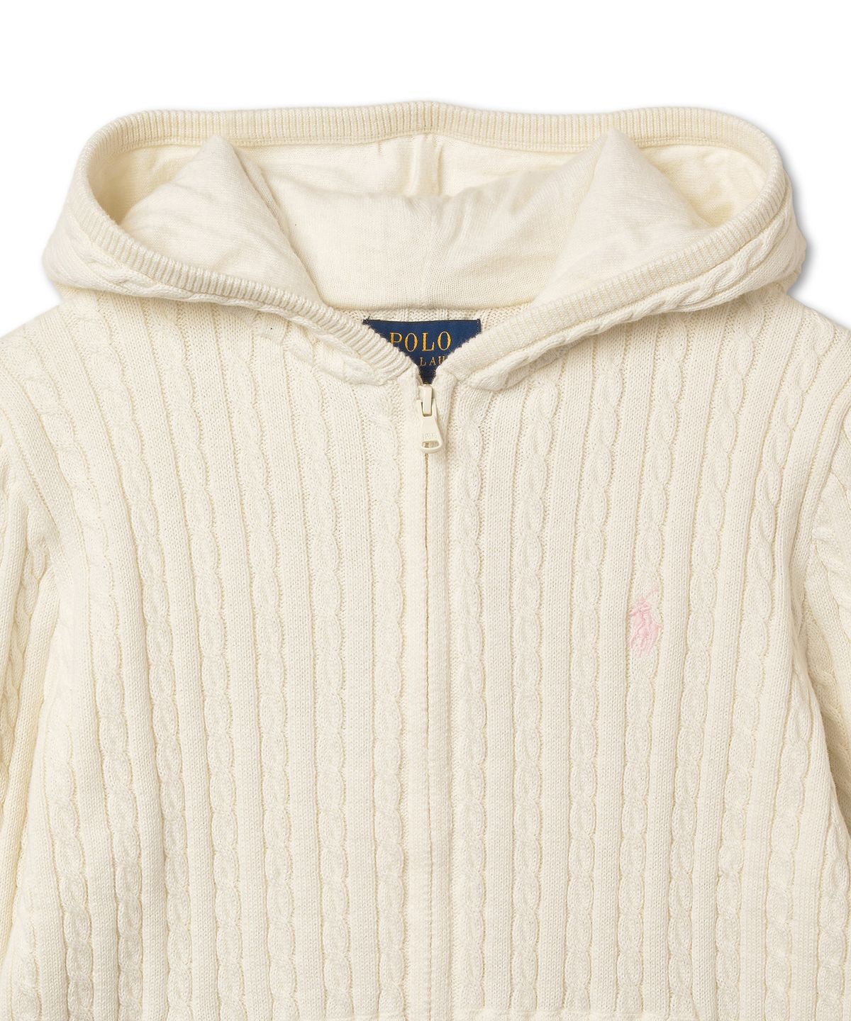 폴로 랄프 로렌 칠드런(POLO RALPH LAUREN CHILDREN) 남아 4-6.5세 미니 케이블 코튼 풀 지퍼 후디-화이트