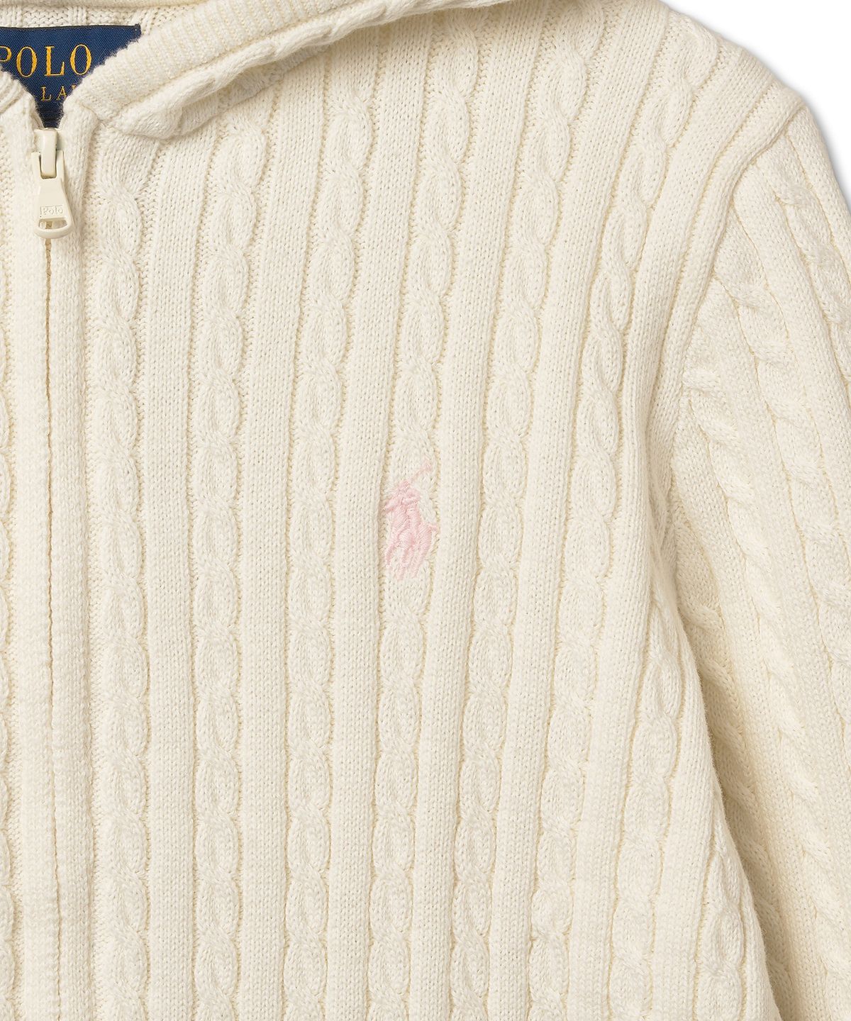 폴로 랄프 로렌 칠드런(POLO RALPH LAUREN CHILDREN) 남아 4-6.5세 미니 케이블 코튼 풀 지퍼 후디-화이트