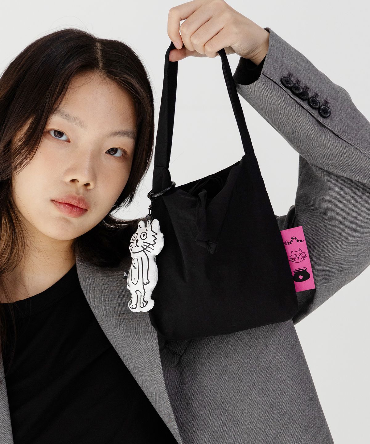 스튜디오 싹스탑(STUDIO SOCKSTOP) 타비 심플 나일론 미니 에코백 & 파우치 SET