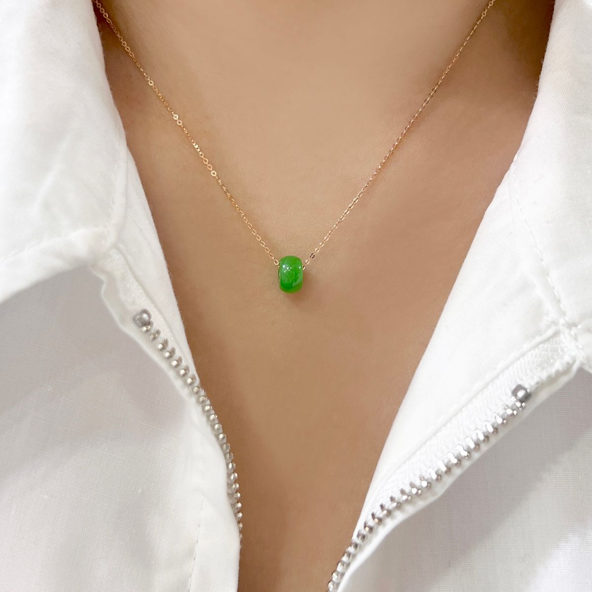 제이라헬(J-RAHEL) [14K/18K 골드] 천연그린비취 목걸이