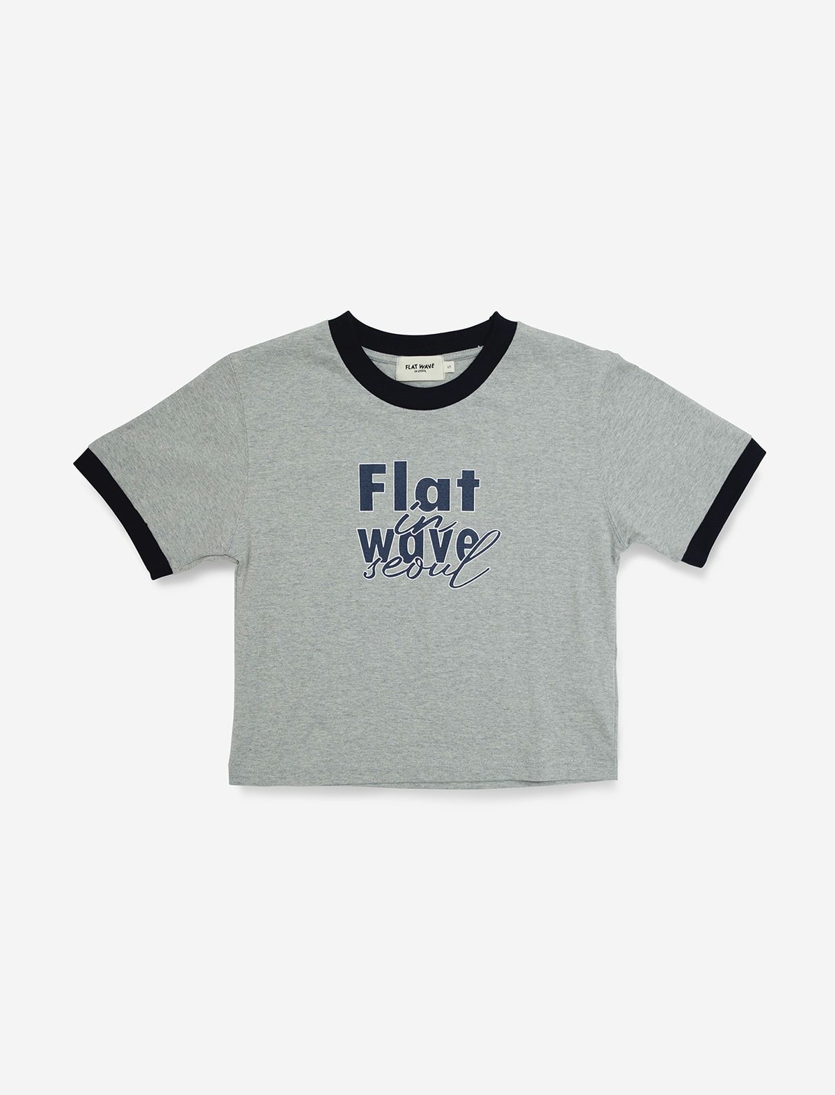 플랫웨이브 인 서울(FLATWAVE IN SEOUL) Mnai Crop Print T-Shirt Grey