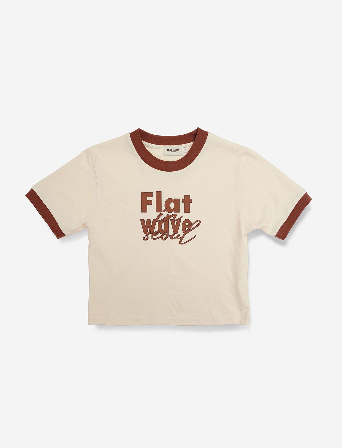 플랫웨이브 인 서울(FLATWAVE IN SEOUL) Mnai Crop Print T-Shirt Beige