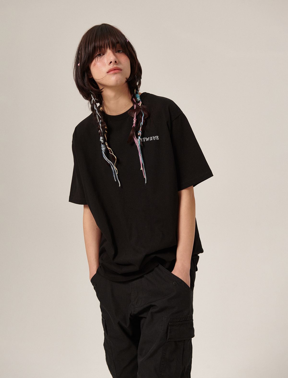 플랫웨이브 인 서울(FLATWAVE IN SEOUL) Doodly Print T-Shirt Black