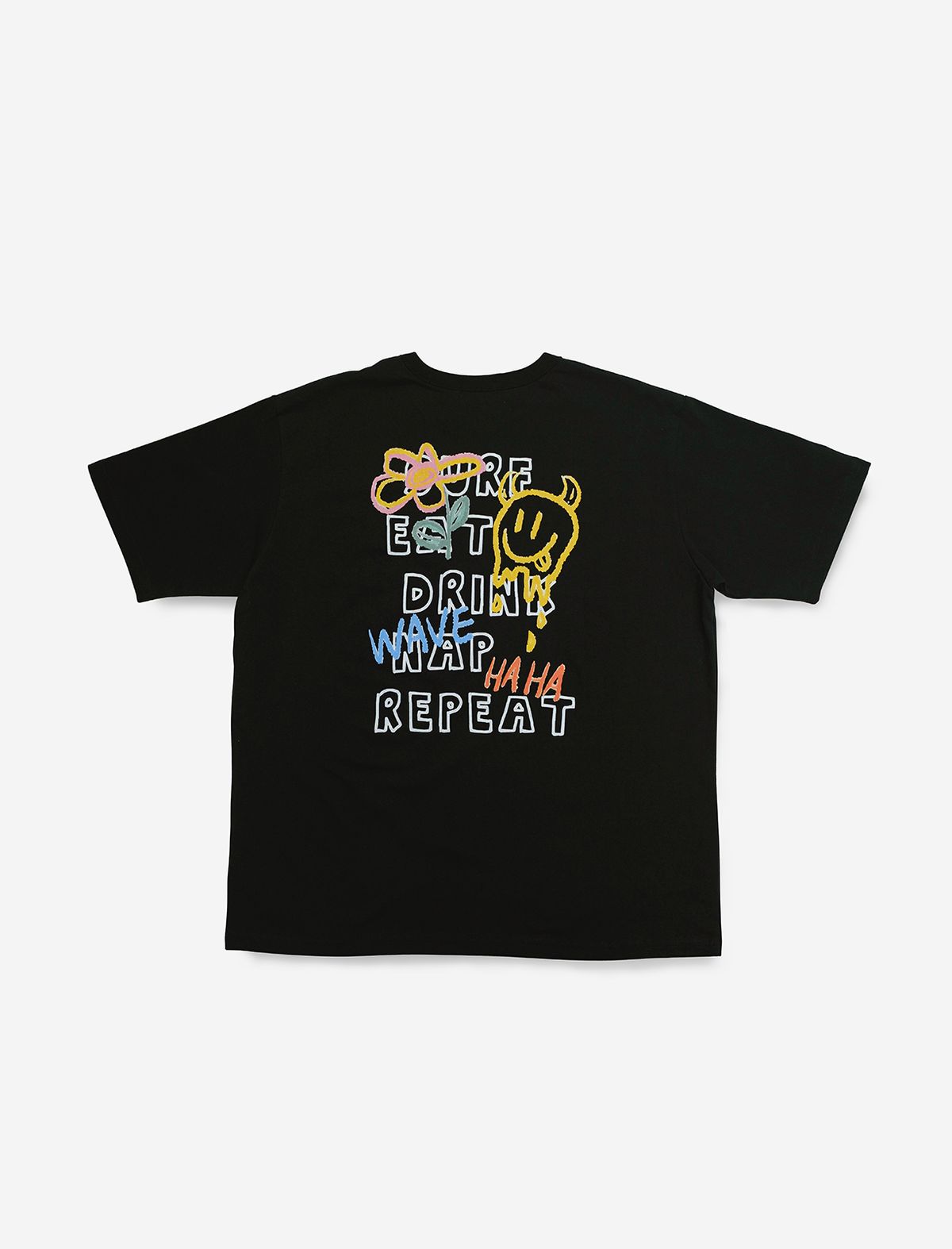플랫웨이브 인 서울(FLATWAVE IN SEOUL) Doodly Print T-Shirt Black