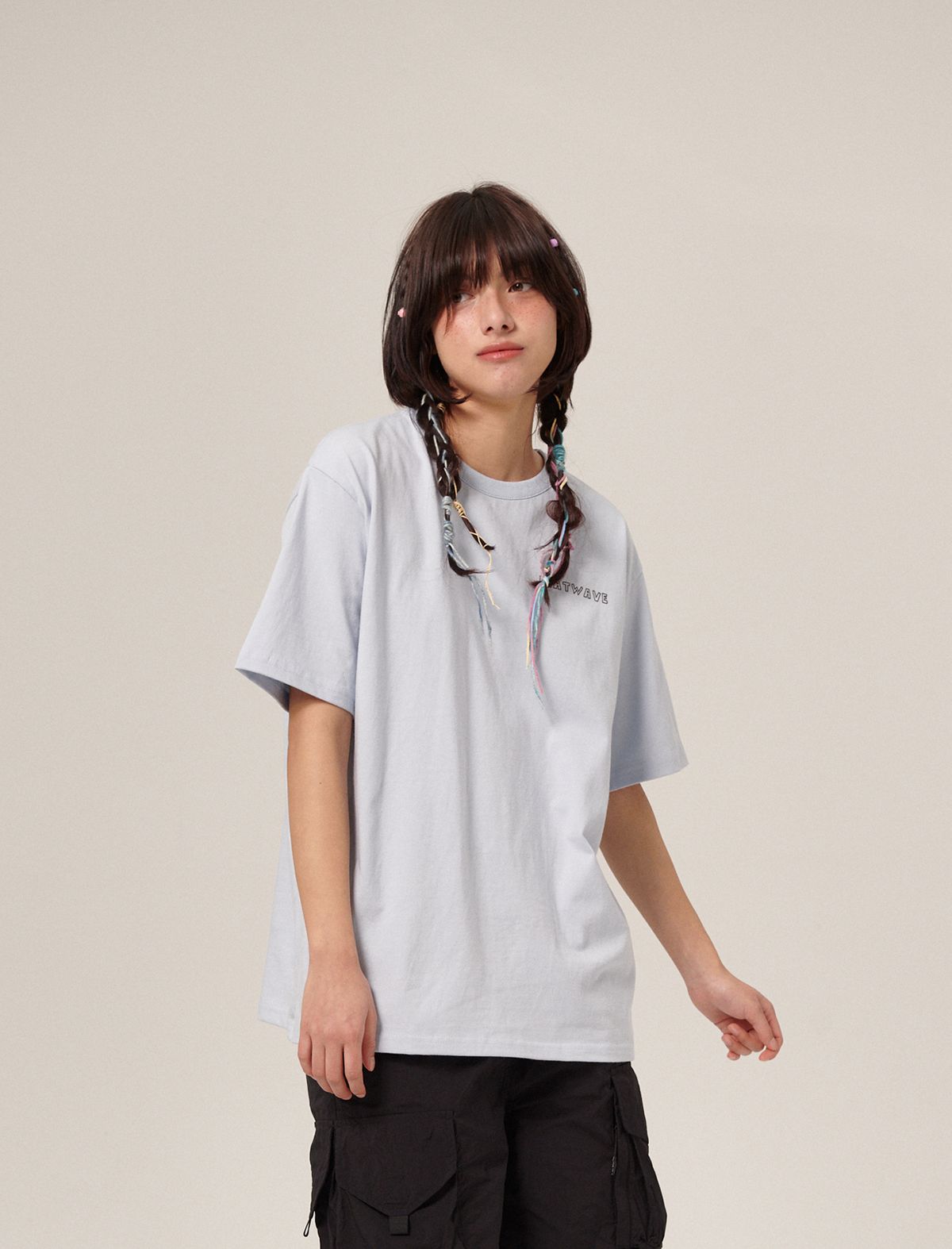 플랫웨이브 인 서울(FLATWAVE IN SEOUL) Doodly Print T-Shirt Skyblue