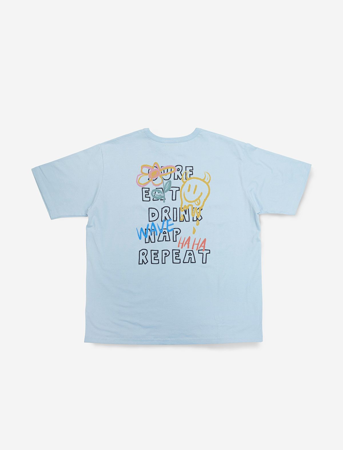 플랫웨이브 인 서울(FLATWAVE IN SEOUL) Doodly Print T-Shirt Skyblue