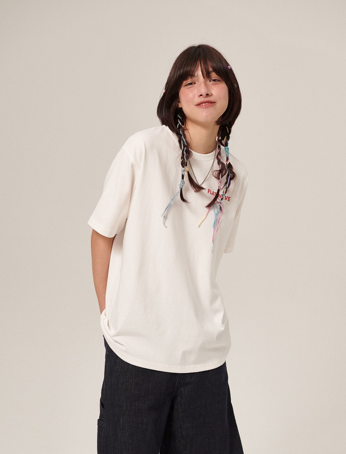 플랫웨이브 인 서울(FLATWAVE IN SEOUL) Knii Print T-Shirt White