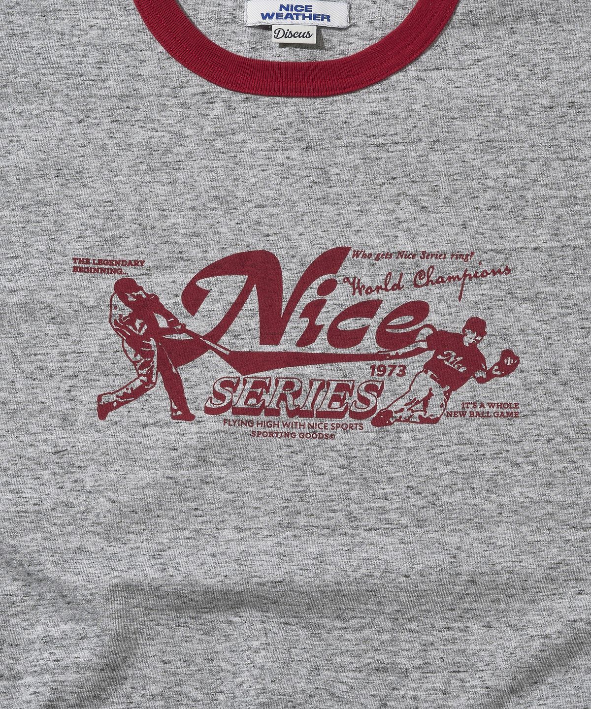 디스커스 애슬레틱(DISCUS ATHLETIC) 나이스웨더 컬래버 Nice Series Ringer T-shirt H.Grey