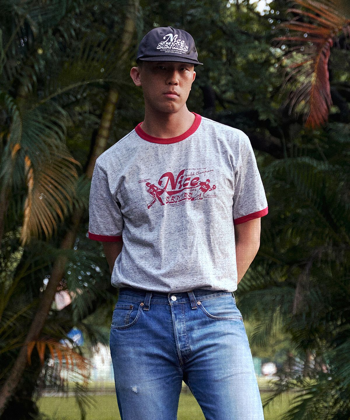 디스커스 애슬레틱(DISCUS ATHLETIC) 나이스웨더 컬래버 Nice Series Ringer T-shirt H.Grey