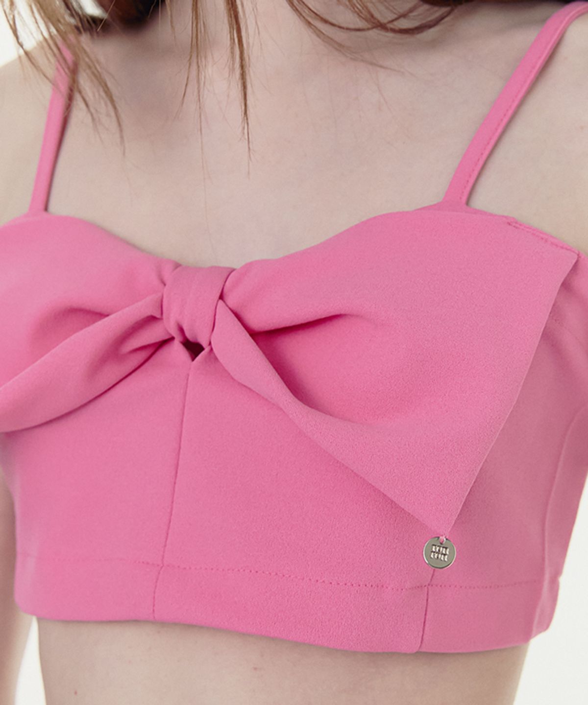 론론(RONRON) RIBBON JERSEY BUSTIER TOP PINK